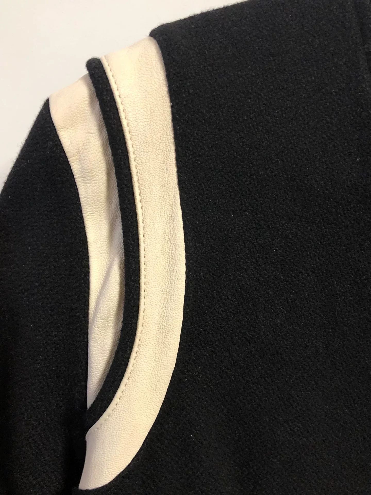 Hedi Slimane black and white baseball jacket by Saint Laurent Size US XXL / EU 58 / 5 - 2 Thumbnail