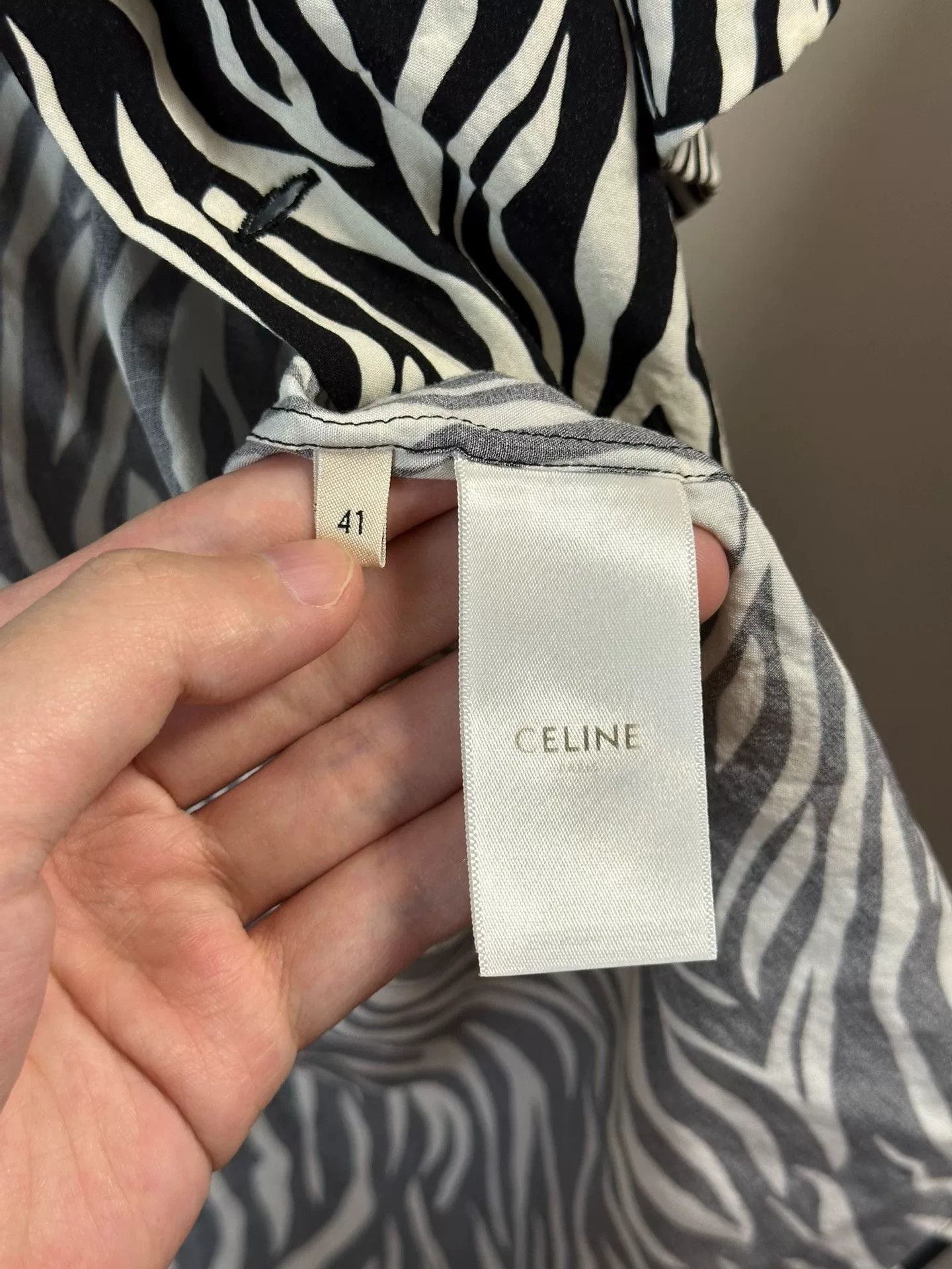 Celine celine black and white zebra print shirt Size US M / EU 48-50 / 2 - 6 Thumbnail