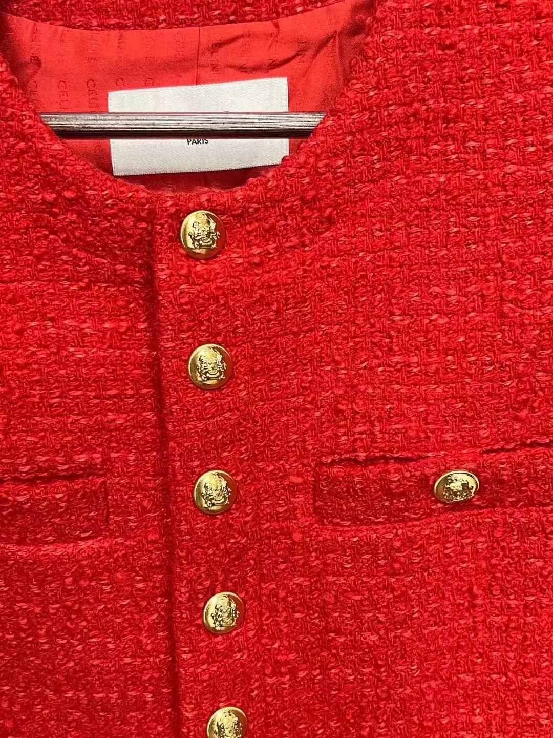 Celine celine red blazer with gold buttons Size M / US 6-8 / IT 42-44 - 3 Thumbnail