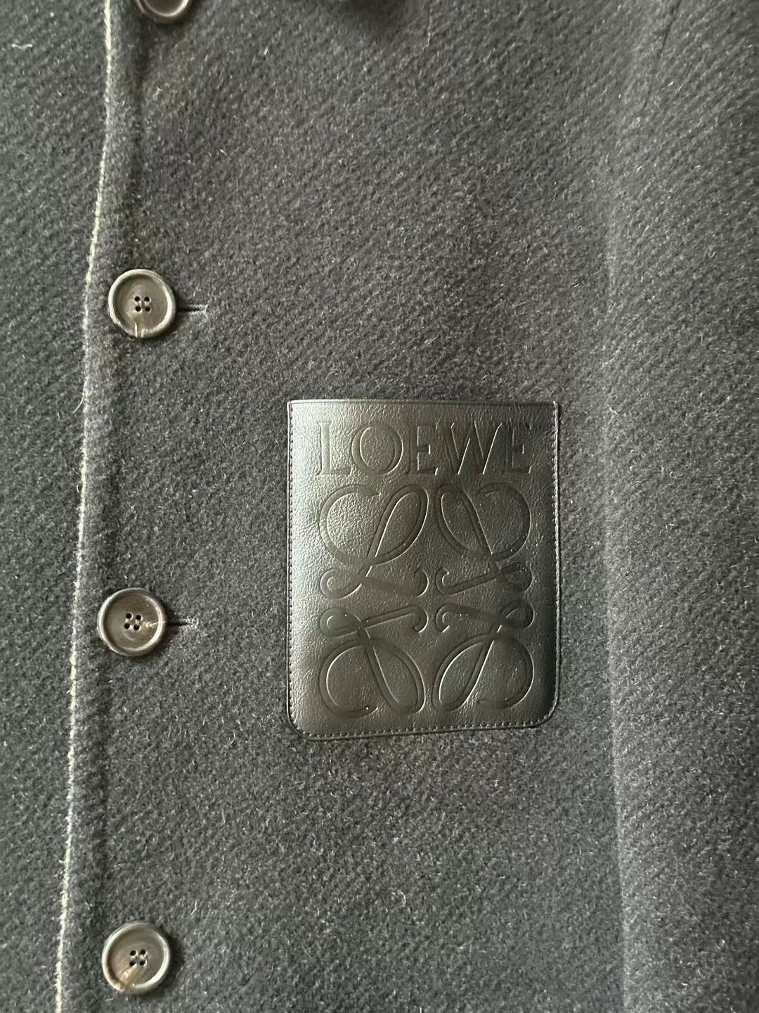 Loewe loewe wool coat with leather label Size US L / EU 52-54 / 3 - 3 Thumbnail