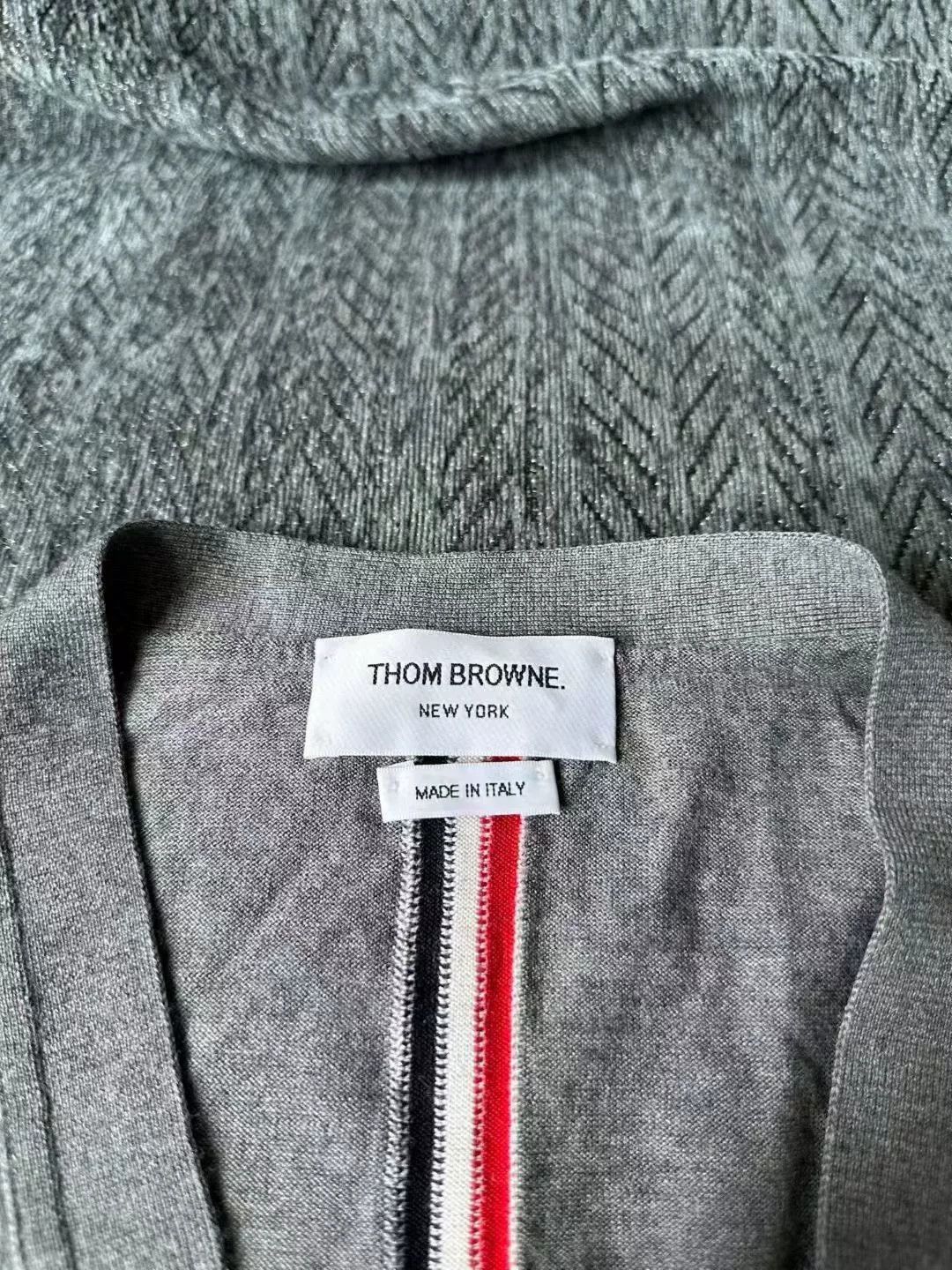 Thom Browne thom browne gray striped wool cardigan Size US L / EU 52-54 / 3 - 4 Thumbnail