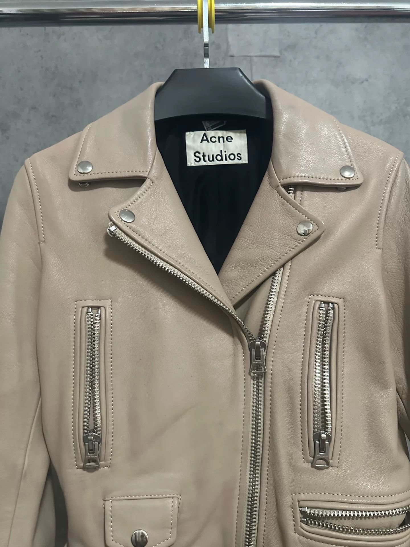 Acne Studios beige leather pilot jacket by Acne Studios Size S / US 4 / IT 40 - 2 Thumbnail