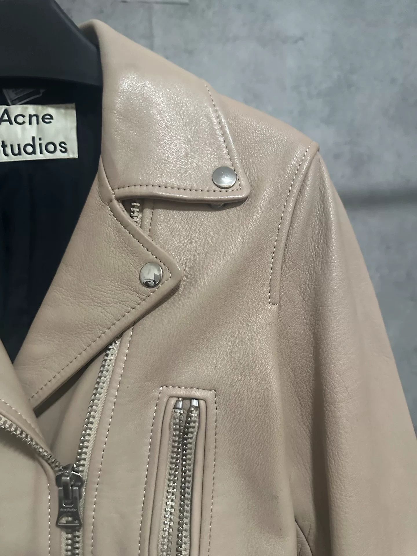 Acne Studios beige leather pilot jacket by Acne Studios Size S / US 4 / IT 40 - 3 Thumbnail