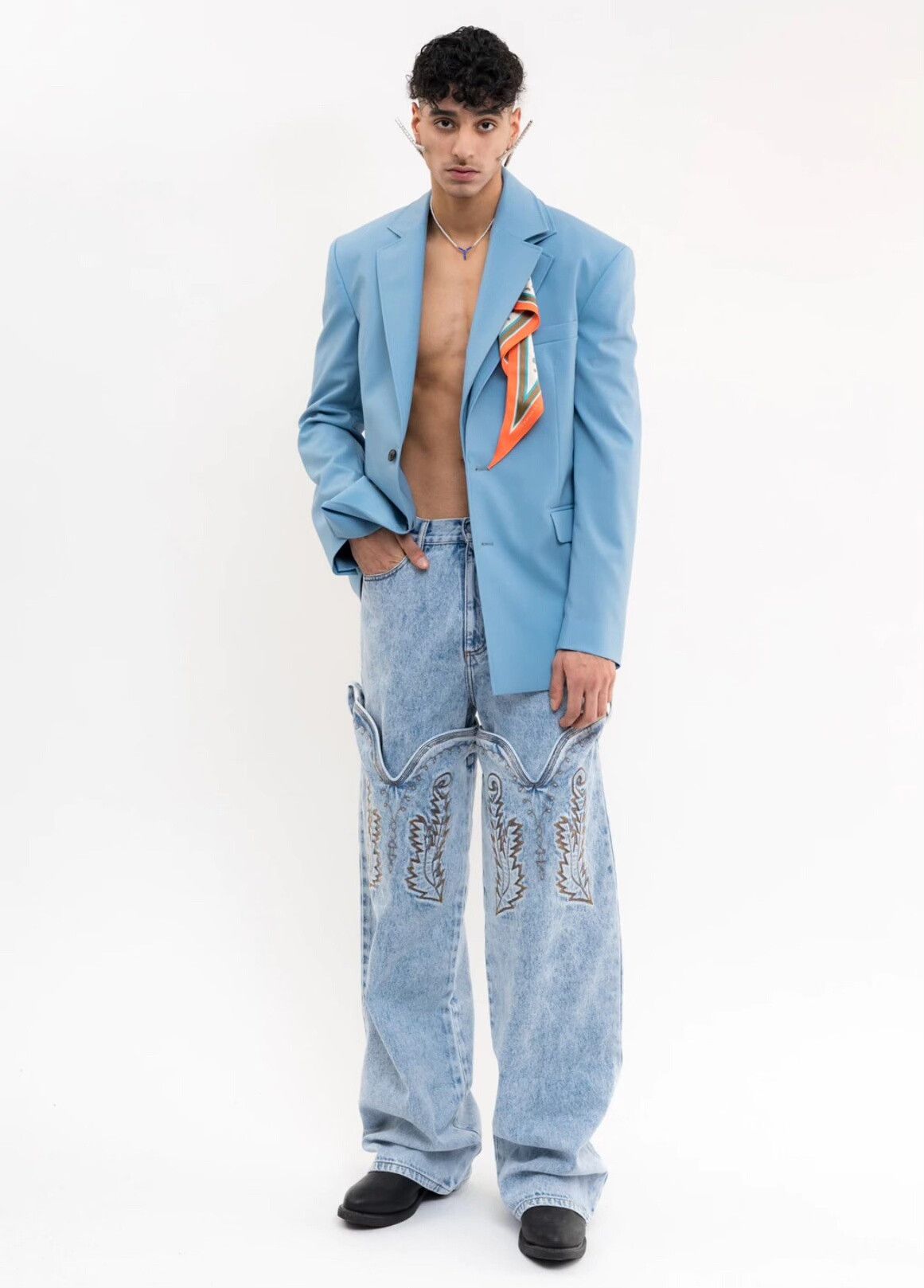Y/Project Y Project Cowboy Cuff Embroidered Jeans Size US 31 - 4 Thumbnail