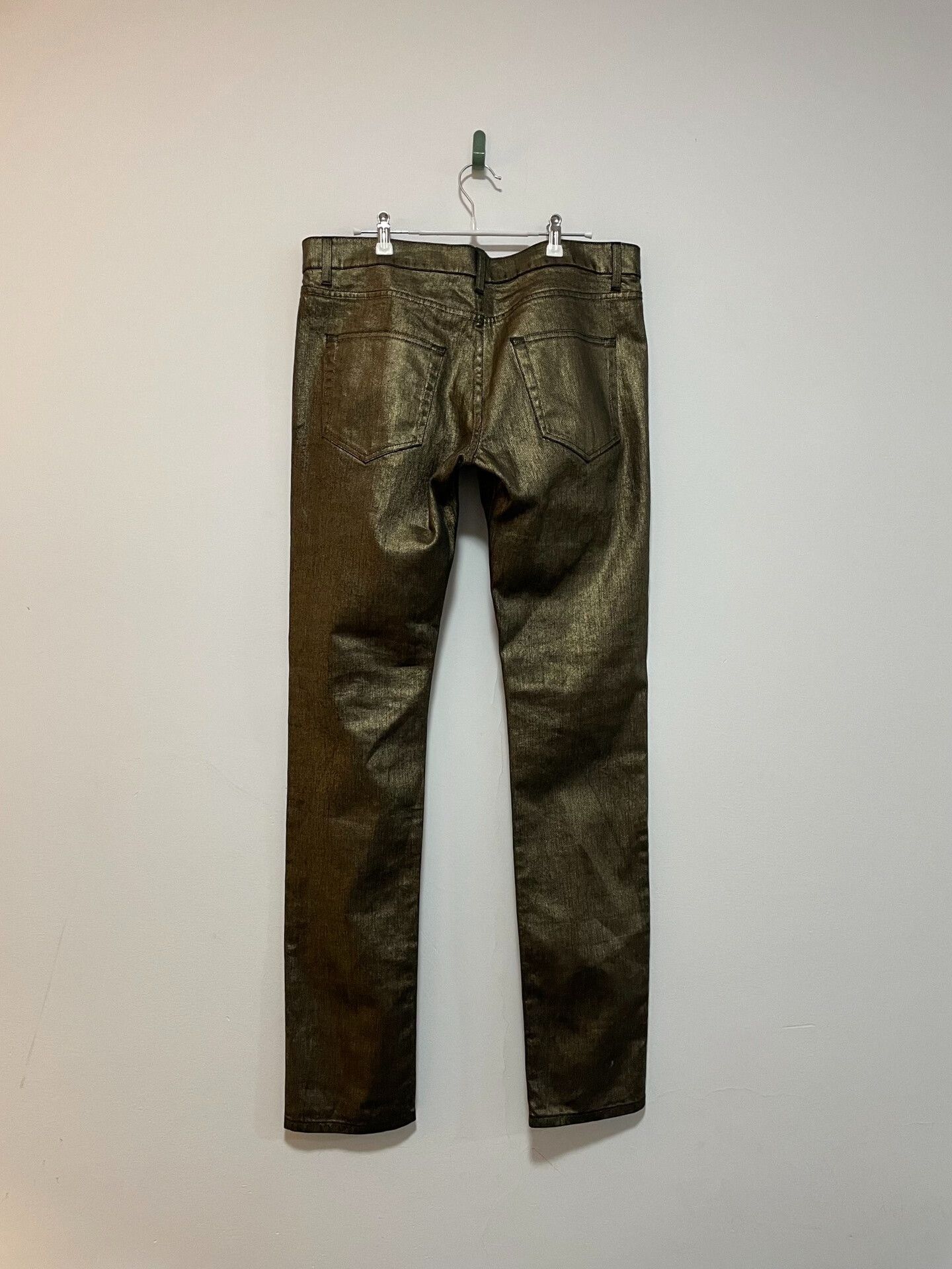 Yves Saint Laurent gold coated distressed denim pants size 32 Size US 32 / EU 48 - 2 Thumbnail