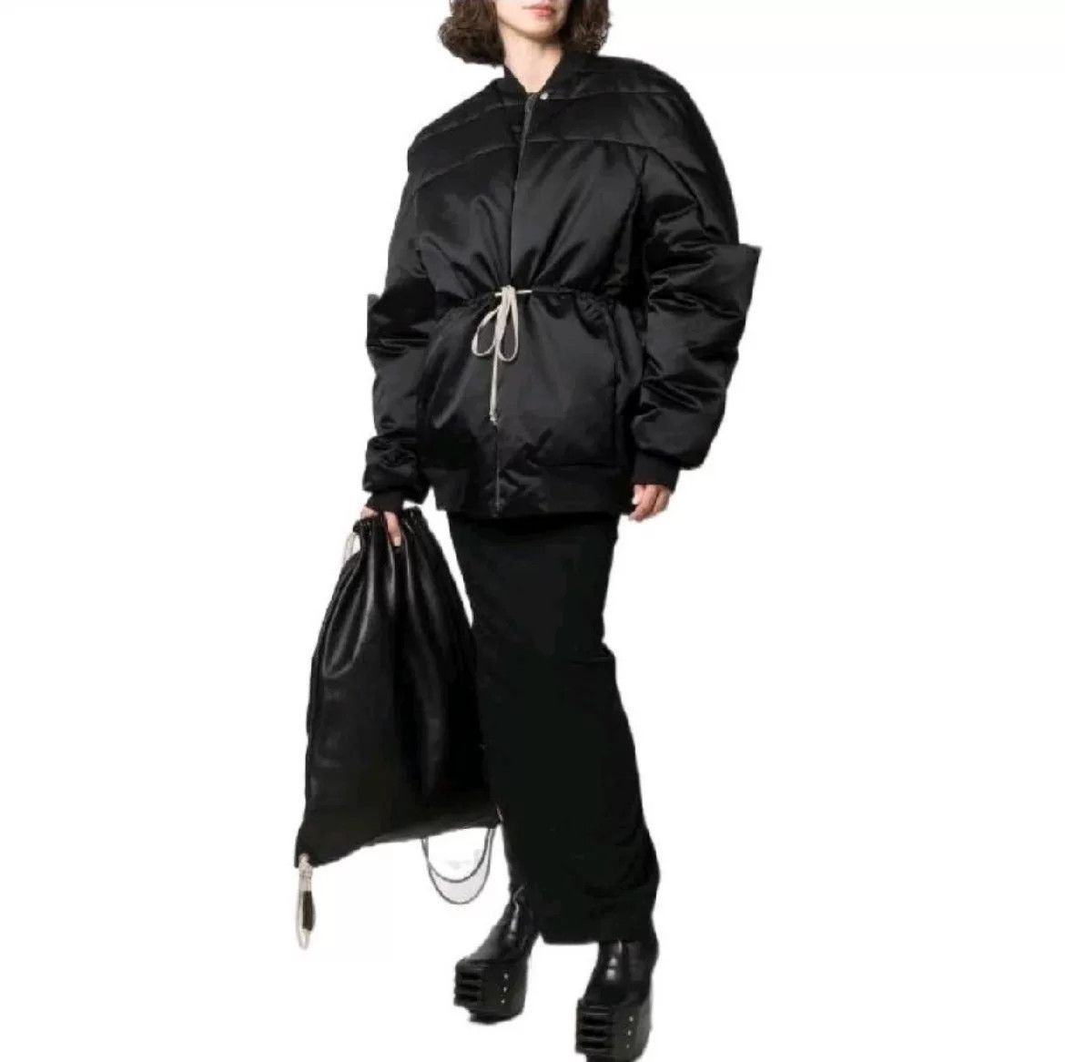 Rick Owens oversized black puffer jacket with waist tie Size US L / EU 52-54 / 3 - 8 Thumbnail