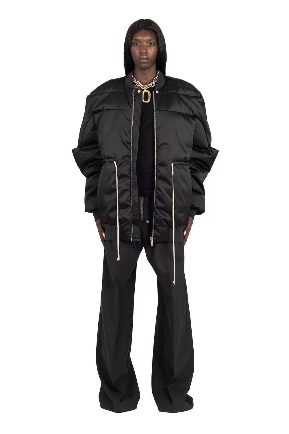 Rick Owens oversized black puffer jacket with waist tie Size US L / EU 52-54 / 3 - 6 Thumbnail