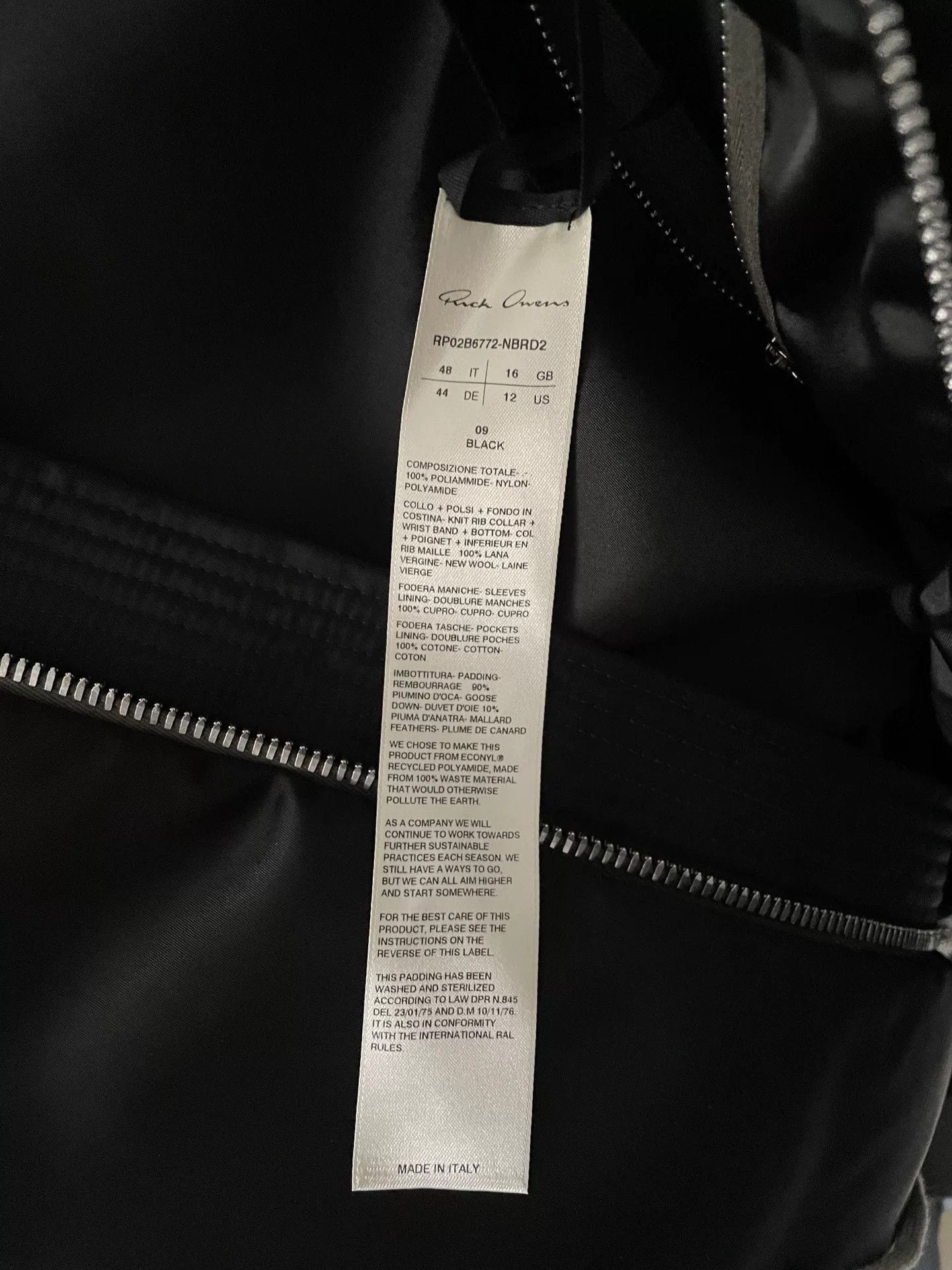 Rick Owens oversized black puffer jacket with waist tie Size US L / EU 52-54 / 3 - 5 Thumbnail