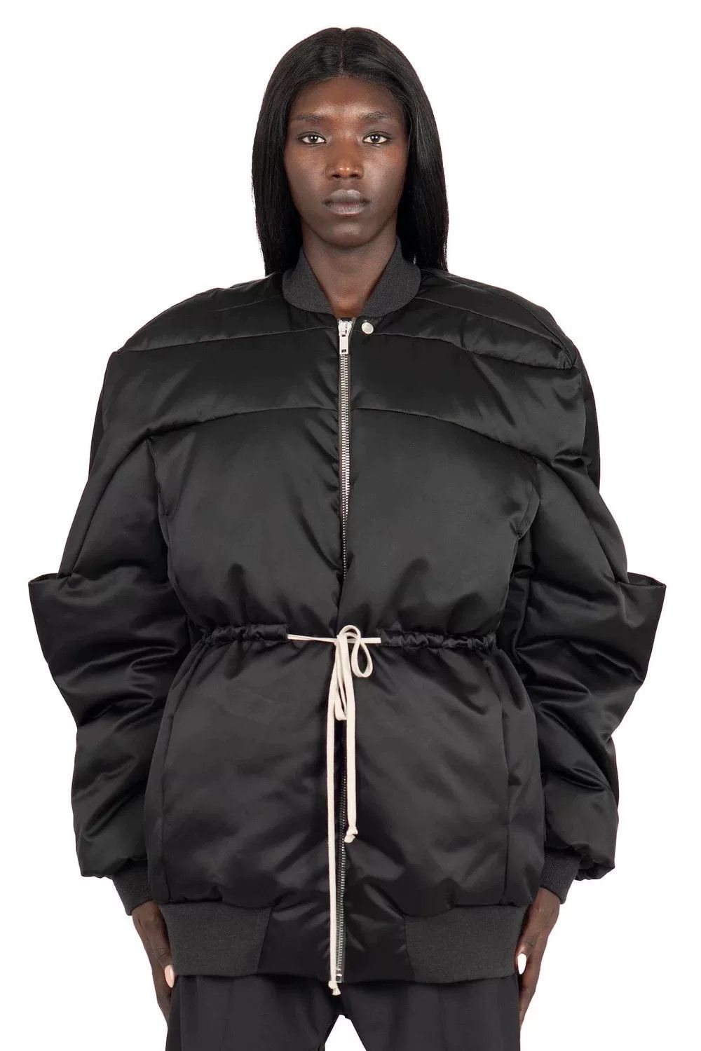 Rick Owens oversized black puffer jacket with waist tie Size US L / EU 52-54 / 3 - 7 Thumbnail