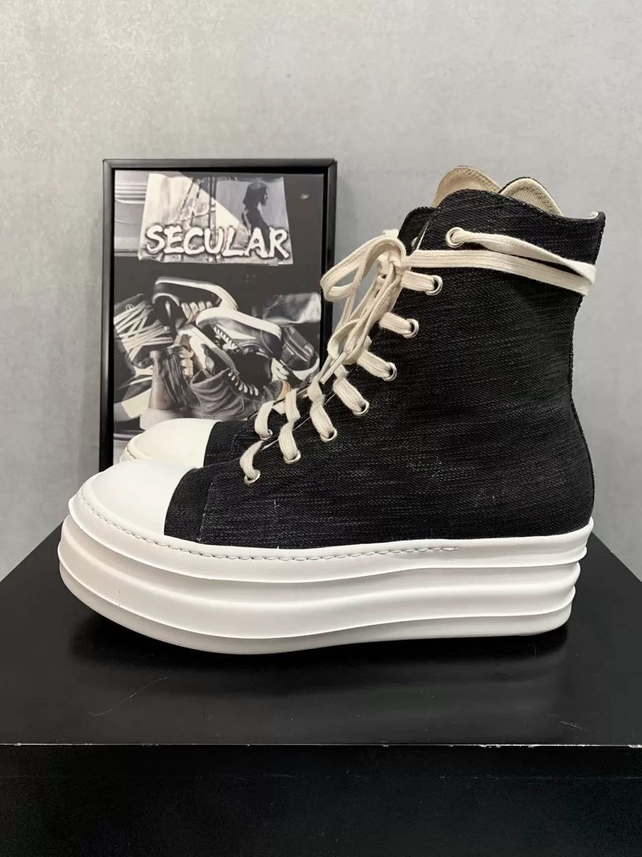 Rick Owens rick owens black high-top platform sneakers Size US 9 / EU 42 - 2 Thumbnail