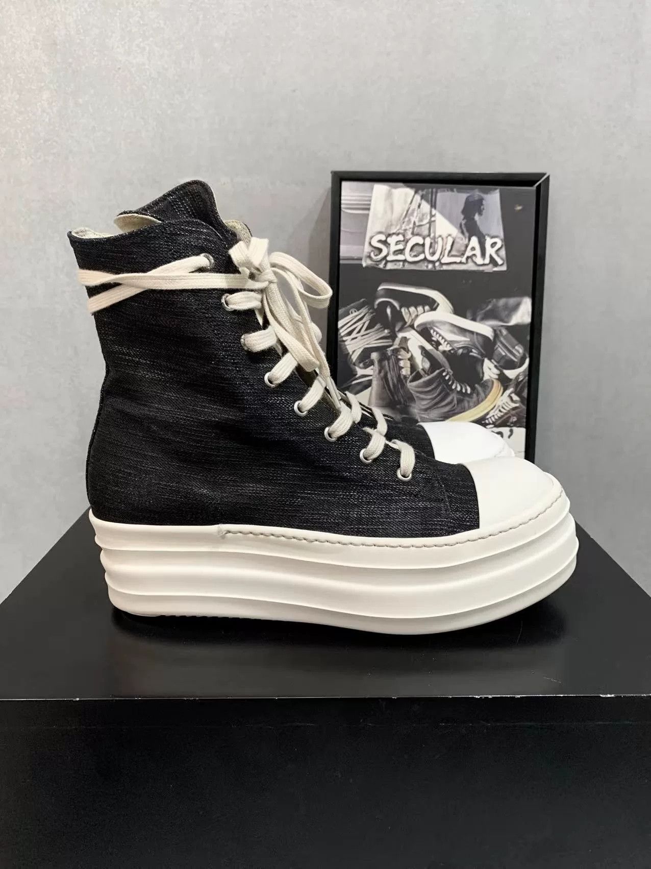 Rick Owens rick owens black high-top platform sneakers Size US 9 / EU 42 - 4 Thumbnail