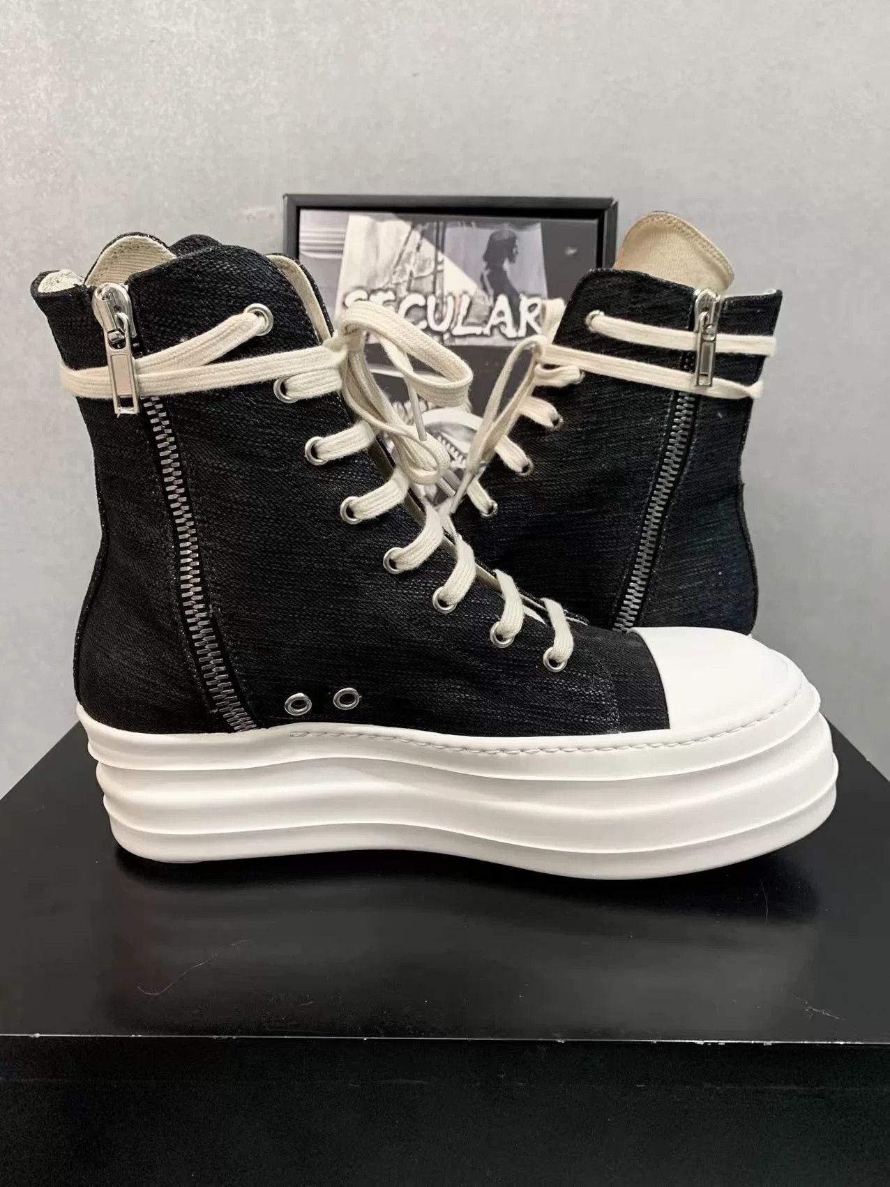 Rick Owens rick owens black high-top platform sneakers Size US 9 / EU 42 - 5 Thumbnail