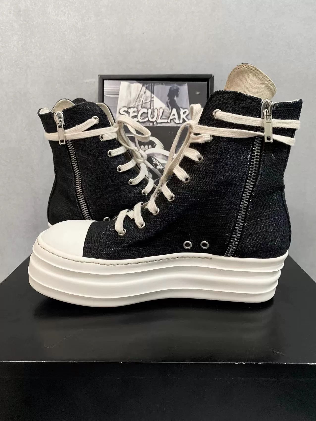 Rick Owens rick owens black high-top platform sneakers Size US 9 / EU 42 - 6 Thumbnail