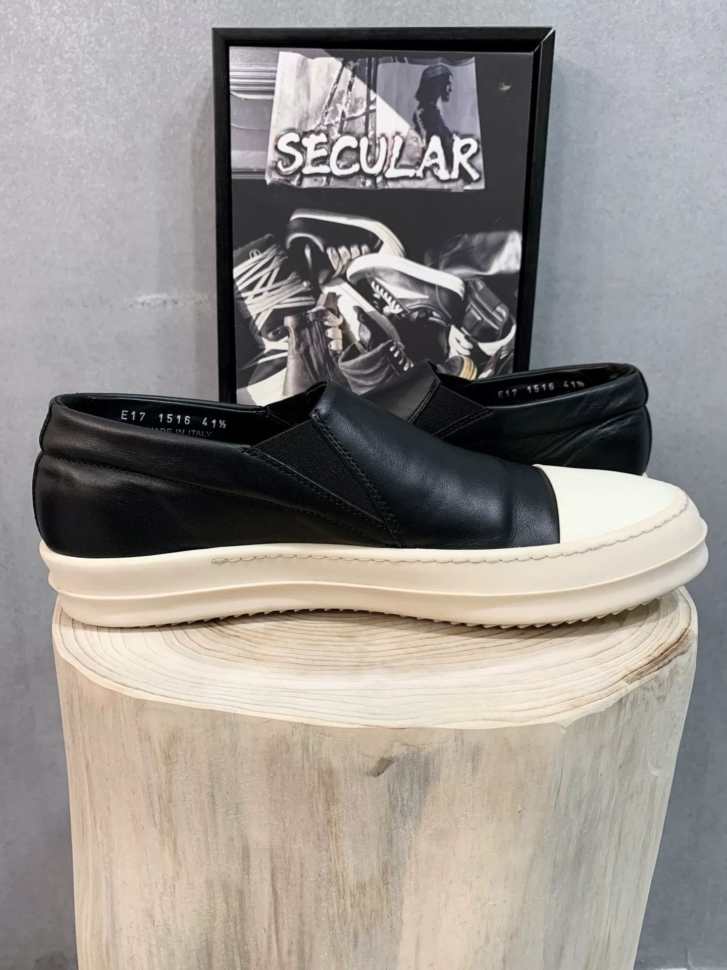 Rick Owens rick owens black leather slip-on sneakers Size US 10.5 / EU 43-44 - 5 Thumbnail