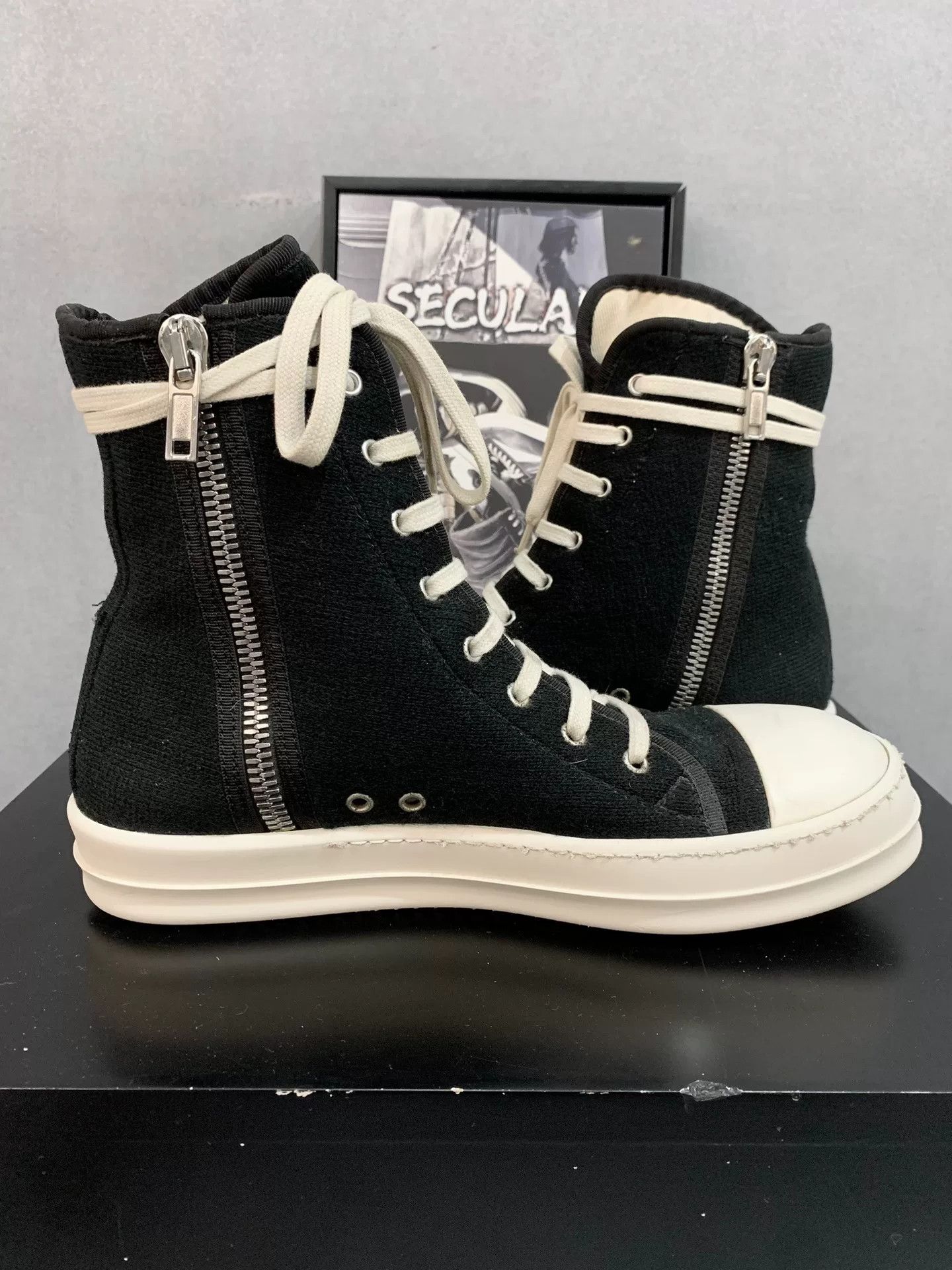 Rick Owens Drkshdw rick owens high top black and white sneakers Size US 8.5 / EU 41-42 - 5 Thumbnail