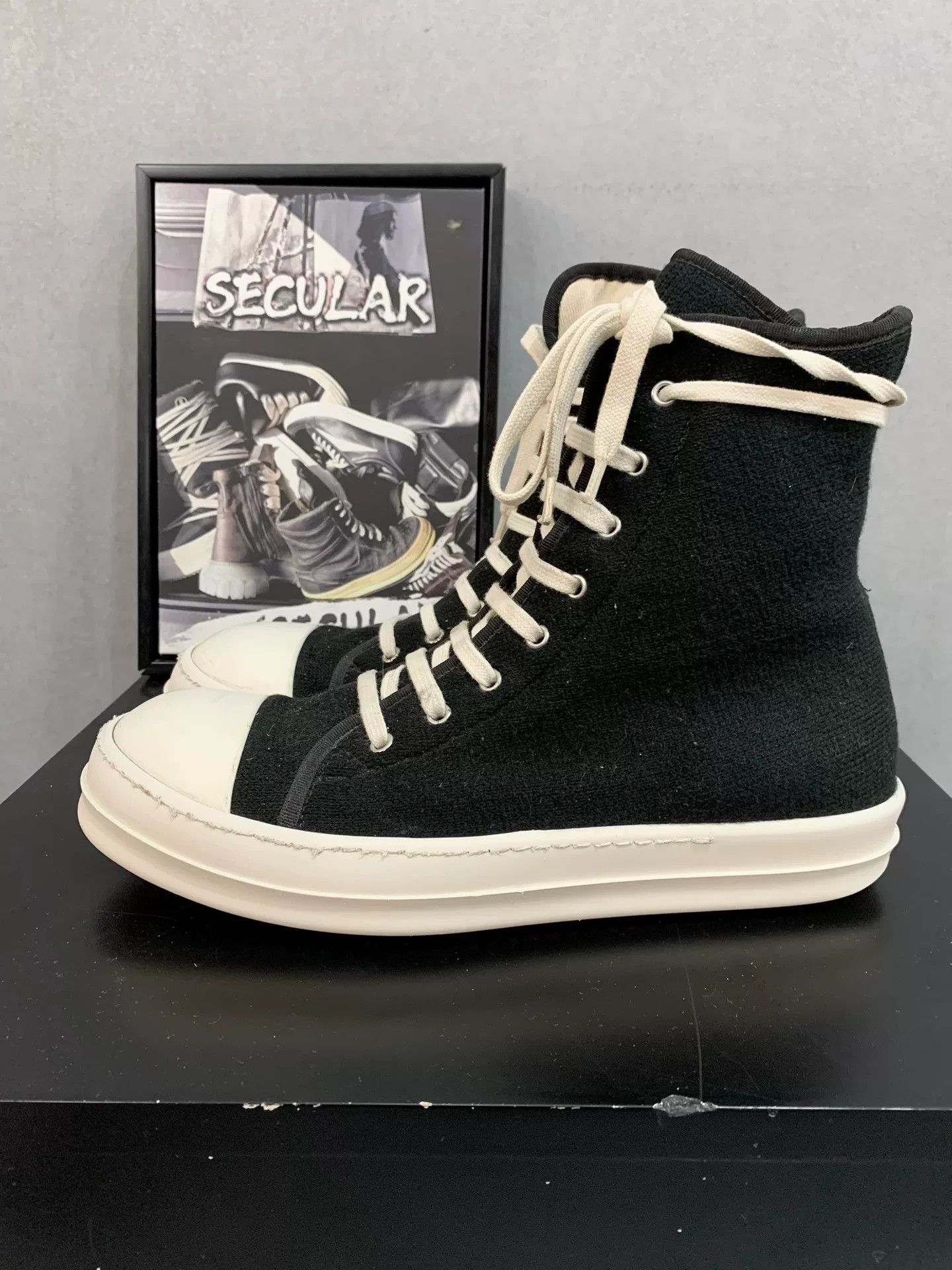 Rick Owens Drkshdw rick owens high top black and white sneakers Size US 8.5 / EU 41-42 - 2 Thumbnail