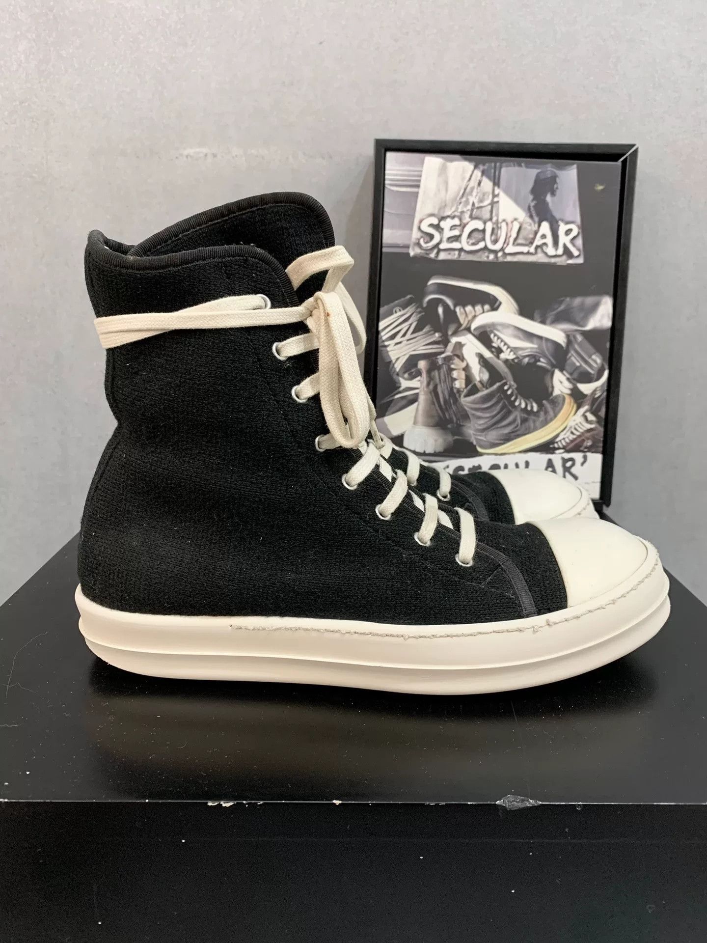 Rick Owens Drkshdw rick owens high top black and white sneakers Size US 8.5 / EU 41-42 - 3 Thumbnail