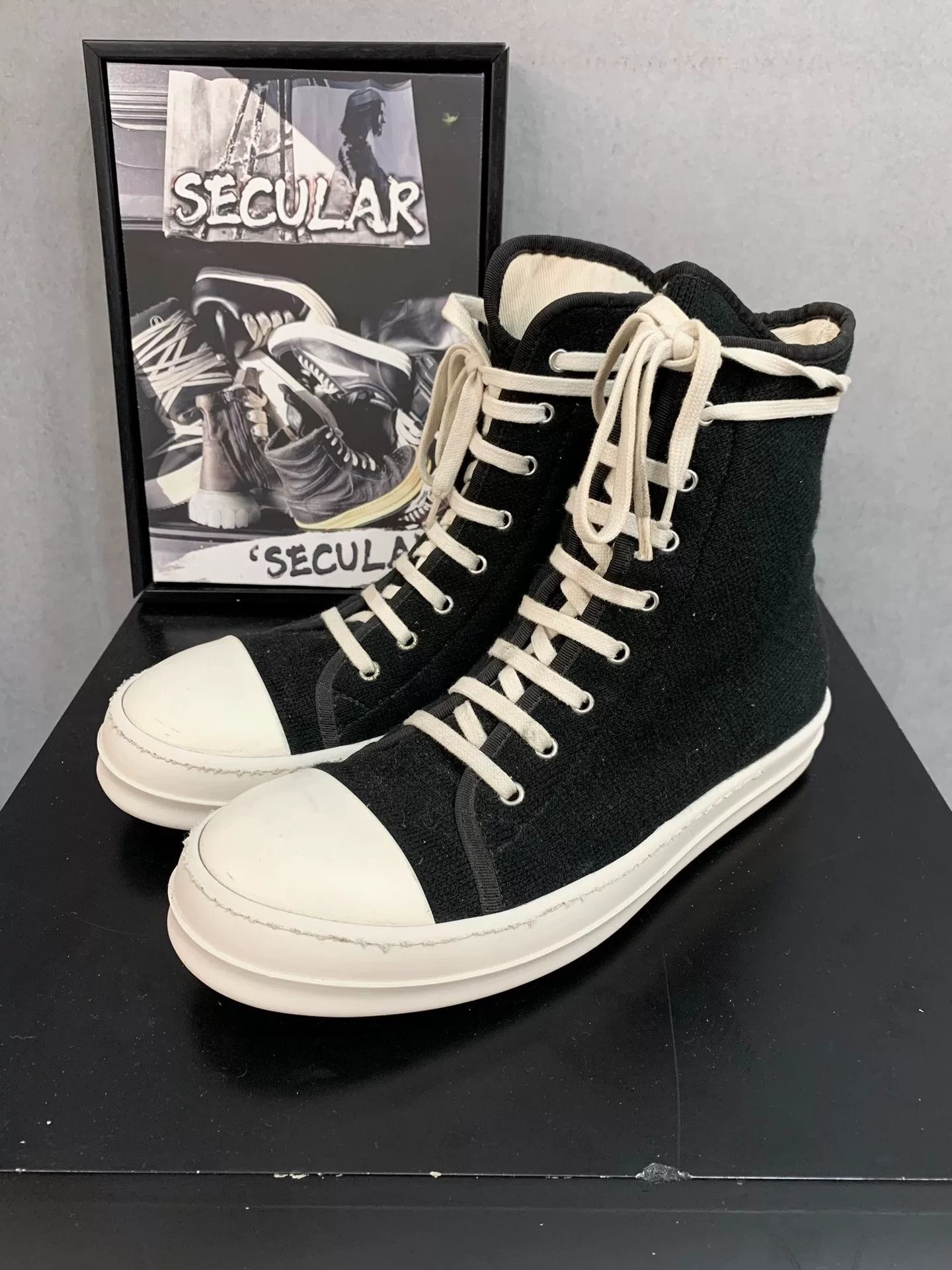 Rick Owens Drkshdw rick owens high top black and white sneakers Size US 8.5 / EU 41-42 - 4 Thumbnail
