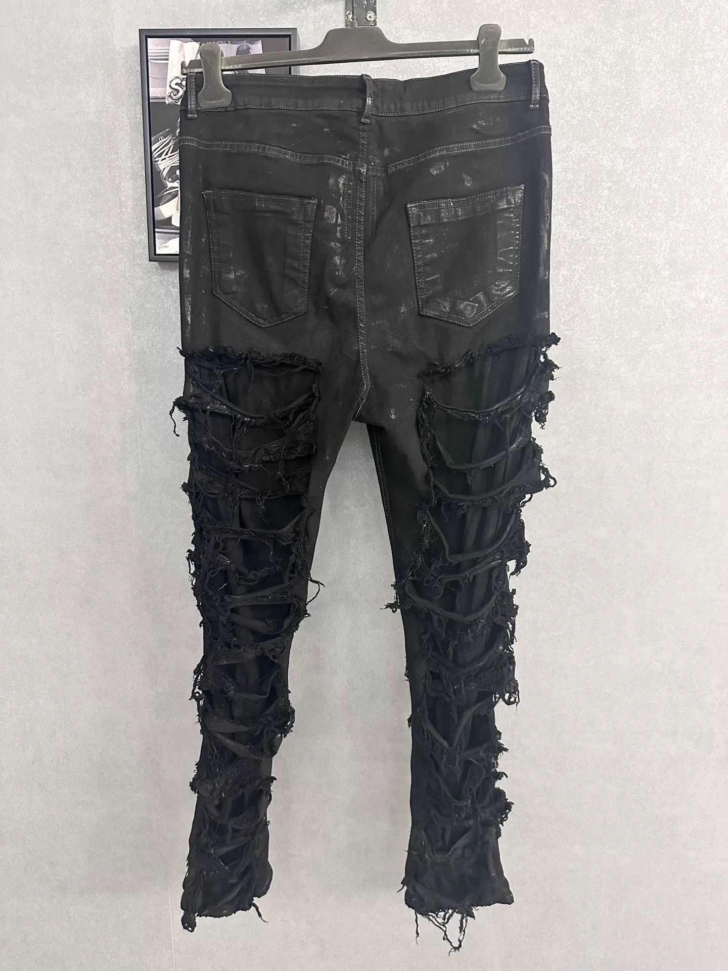 Rick Owens rick owens distressed black denim pants Size US 33 - 2 Thumbnail