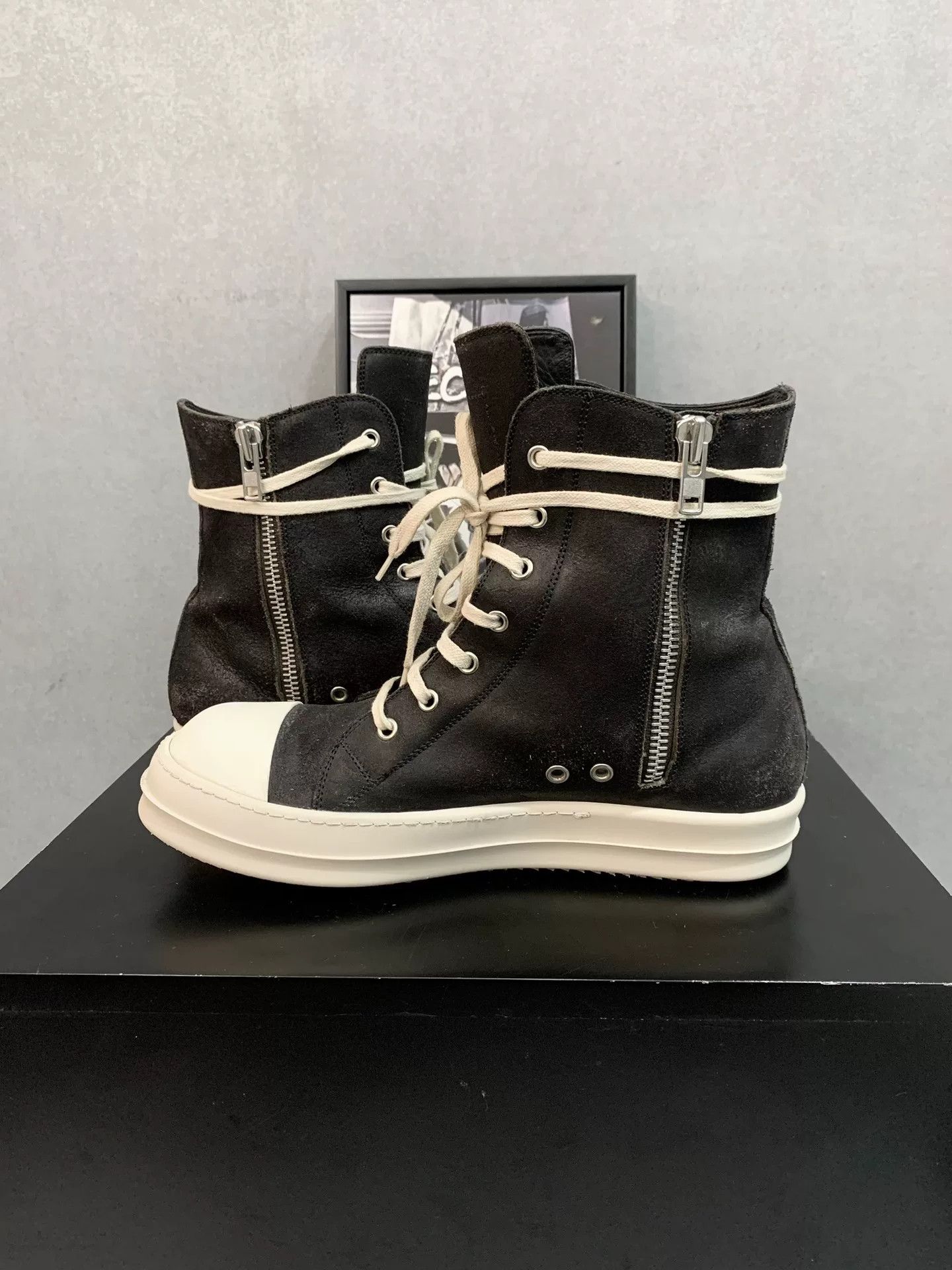 Rick Owens rick owens high-top black and white sneakers Size US 9 / EU 42 - 6 Thumbnail