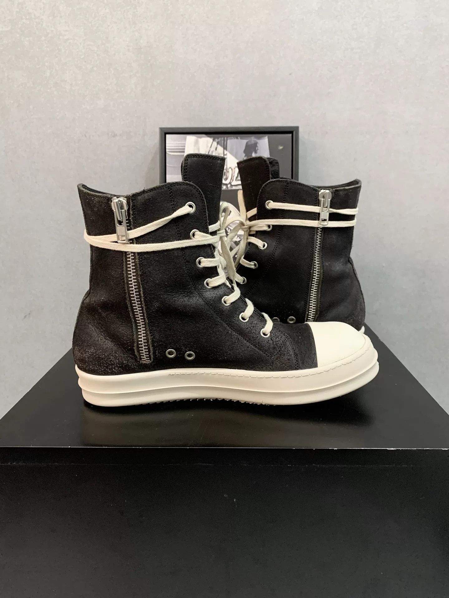 Rick Owens rick owens high-top black and white sneakers Size US 9 / EU 42 - 5 Thumbnail