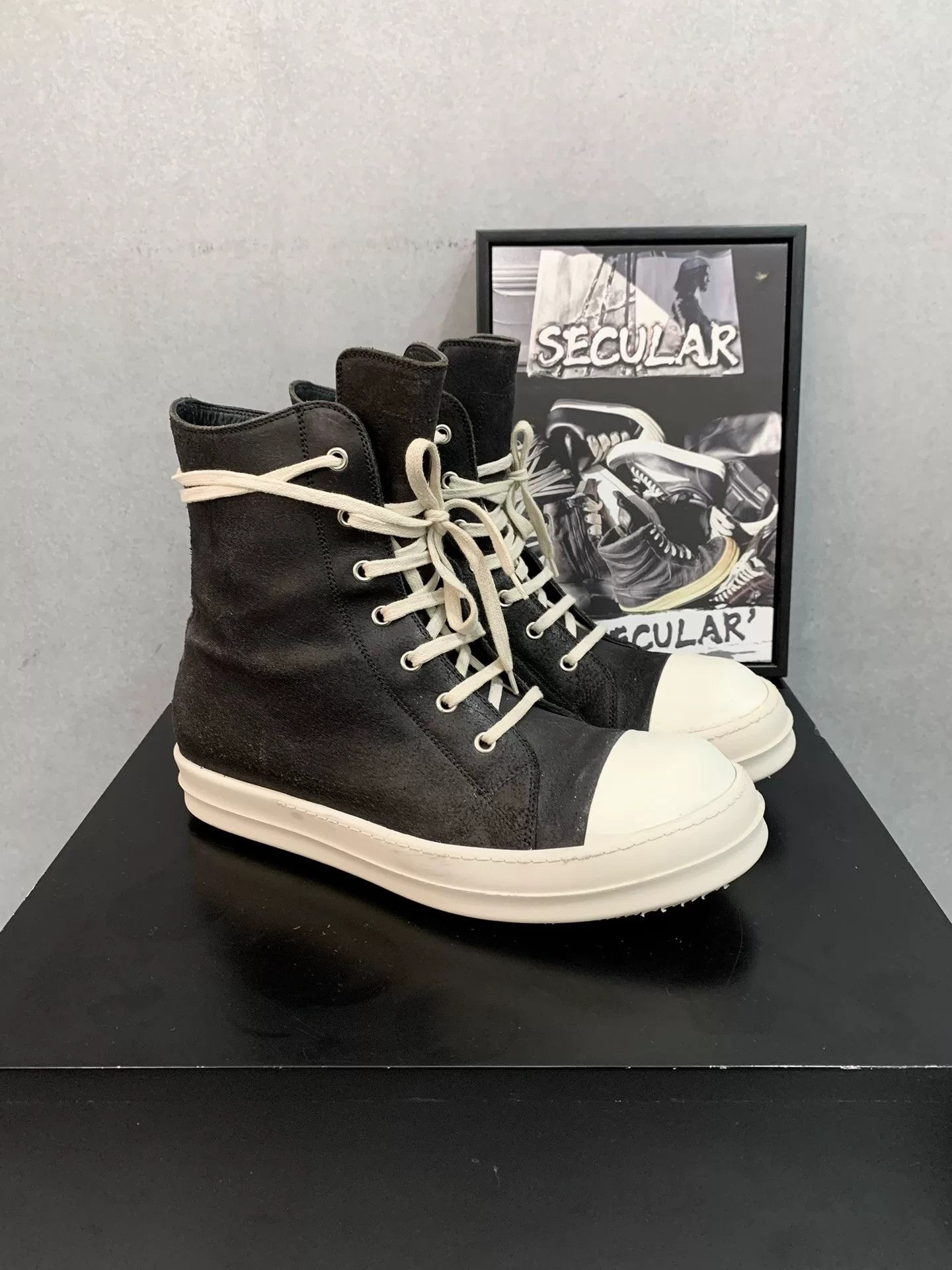 Rick Owens rick owens high-top black and white sneakers Size US 9 / EU 42 - 3 Thumbnail