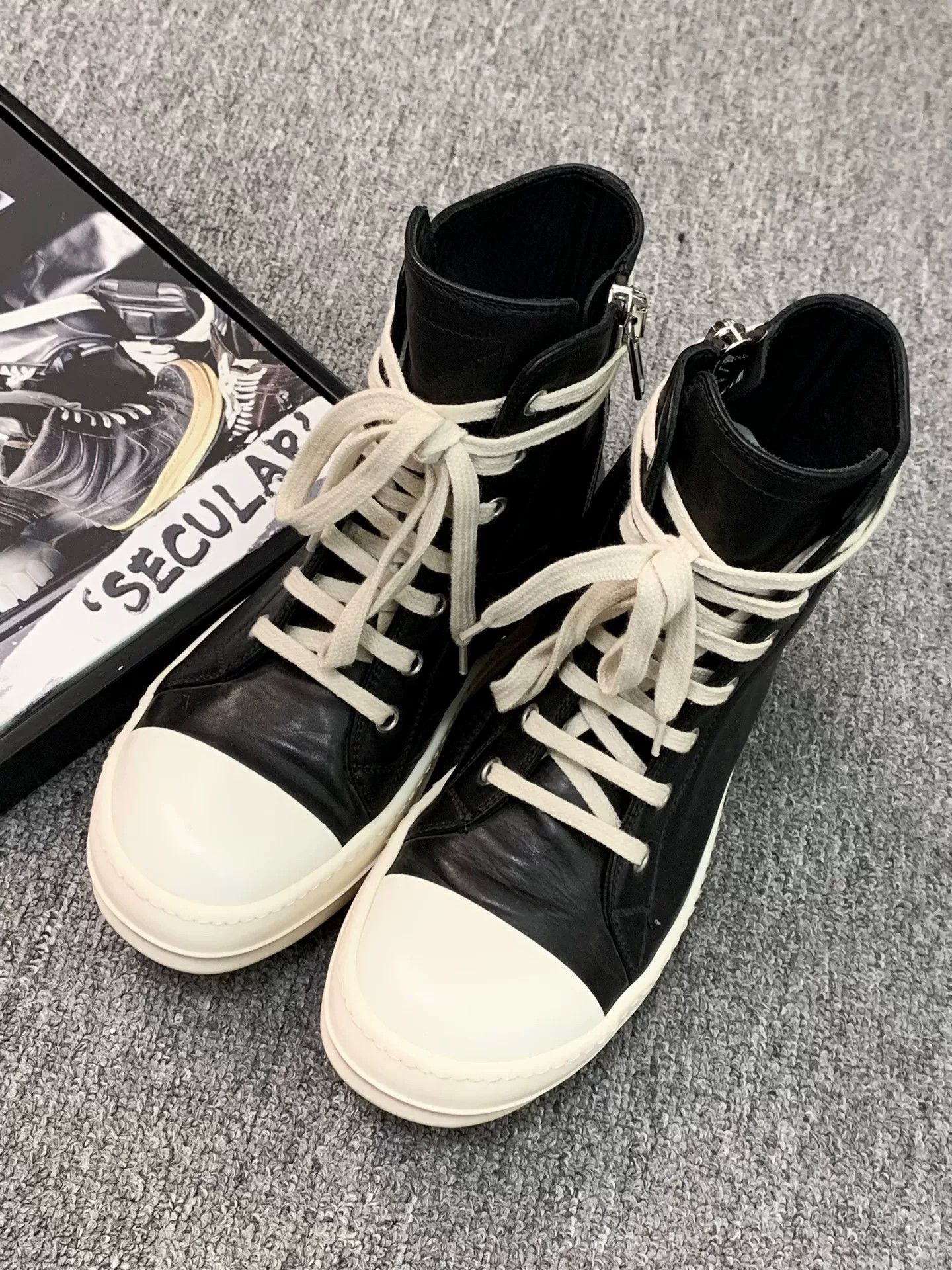 Rick Owens rick owens high top leather sneakers Size US 6 / EU 39 - 2 Thumbnail