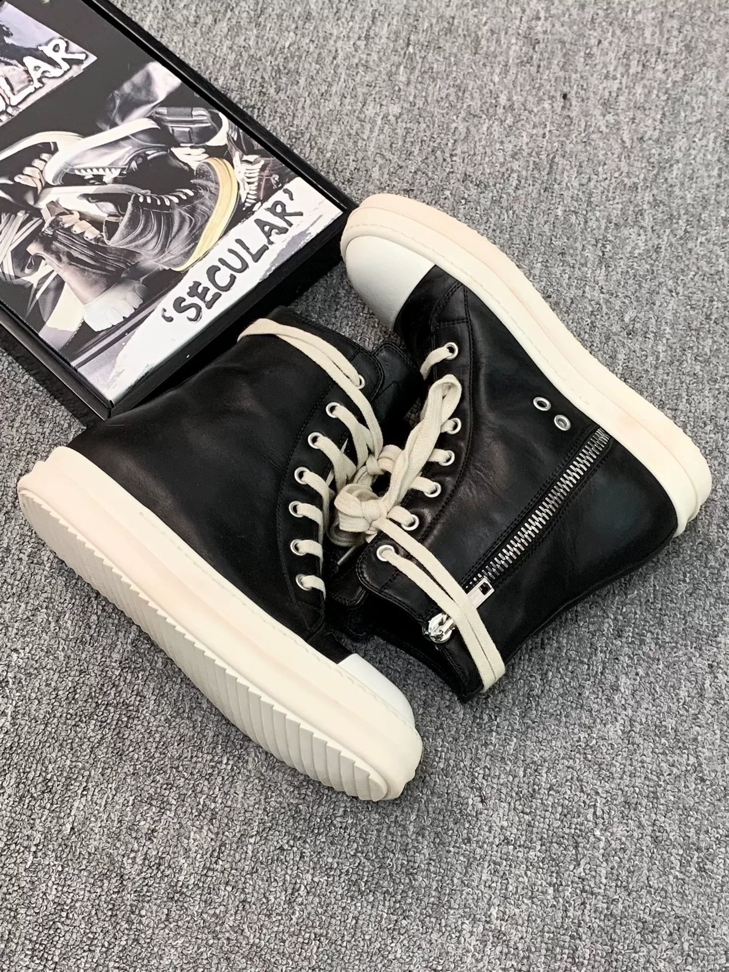 Rick Owens rick owens high top leather sneakers Size US 6 / EU 39 - 5 Thumbnail