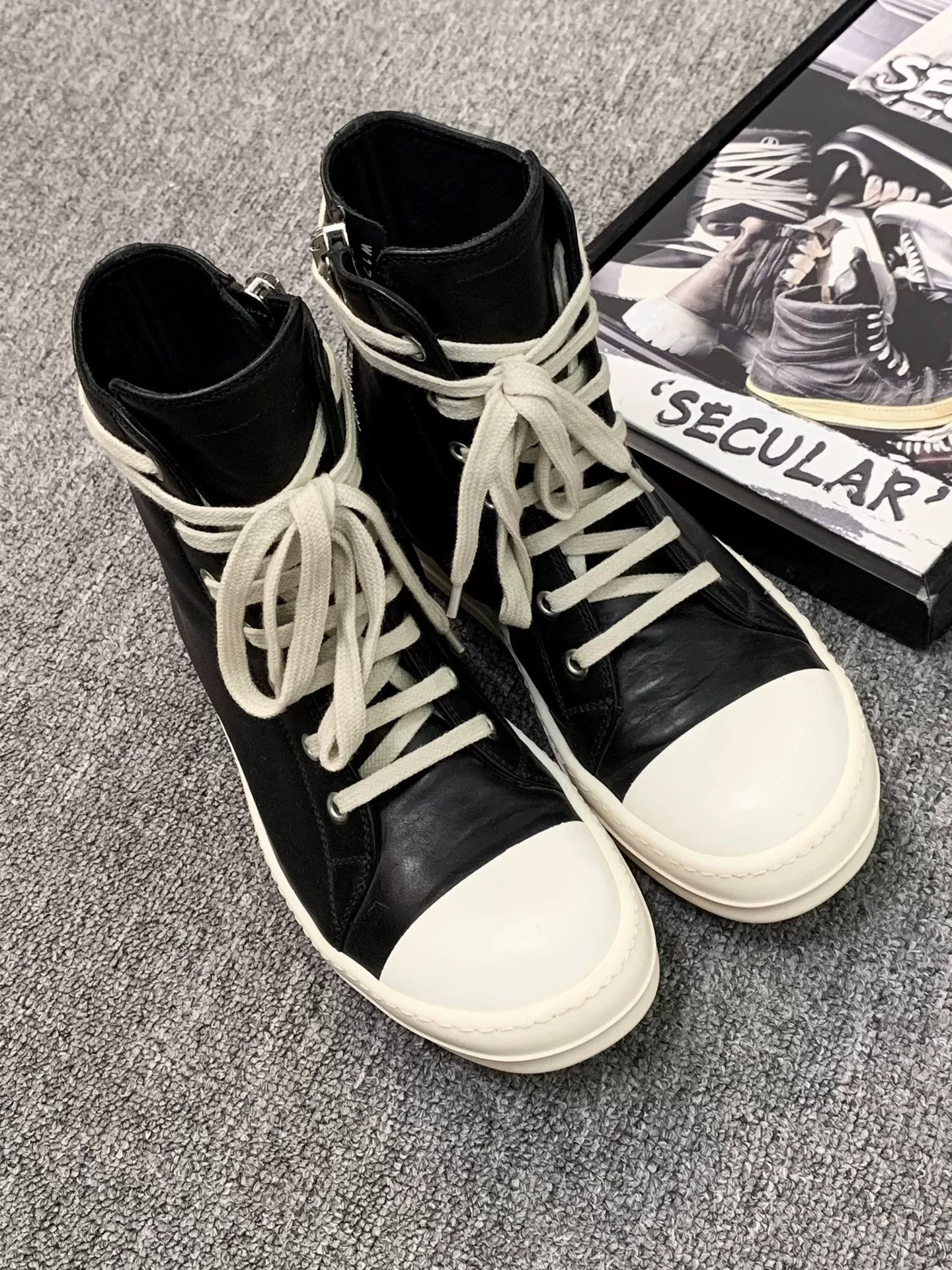 Rick Owens rick owens high top leather sneakers Size US 6 / EU 39 - 4 Thumbnail