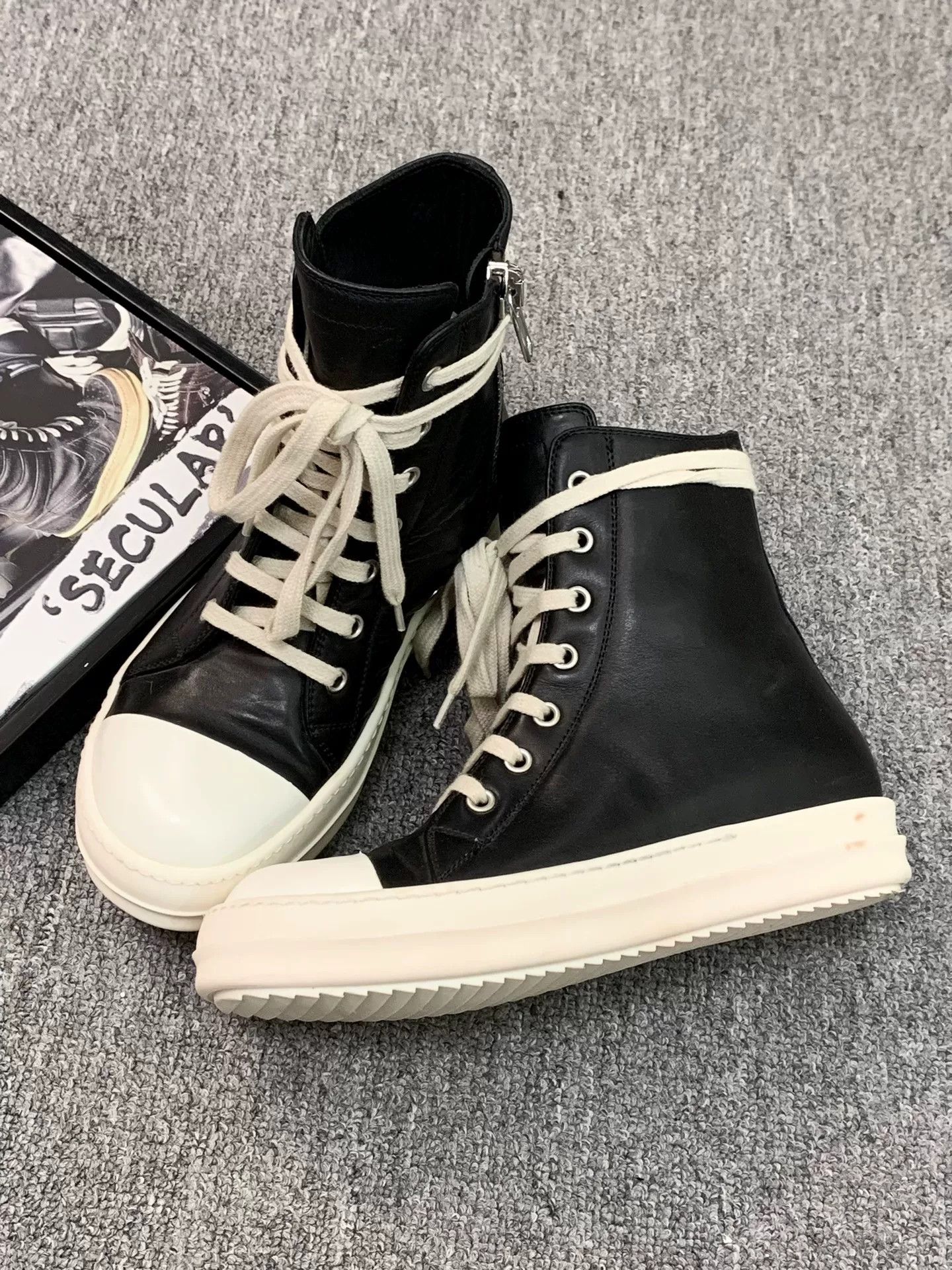 Rick Owens rick owens high top leather sneakers Size US 6 / EU 39 - 3 Thumbnail
