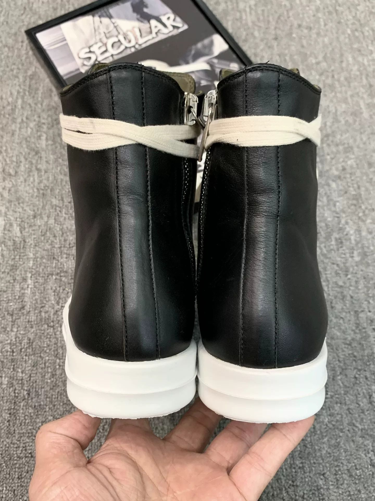 Rick Owens rick owens black and white high-top sneakers Size US 5.5 / EU 38 - 7 Thumbnail