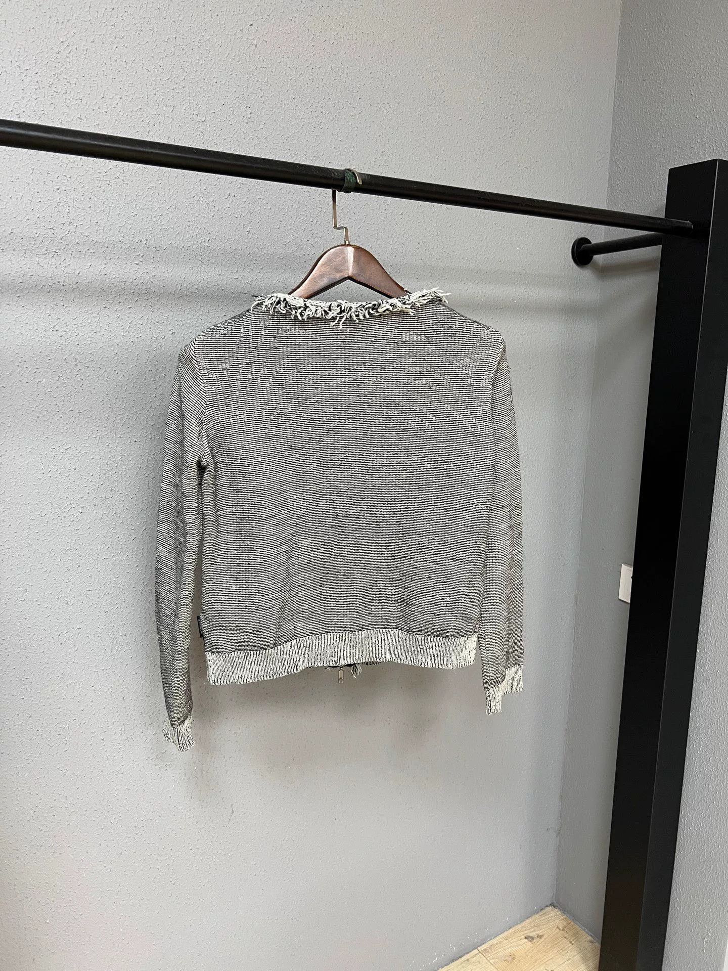Moncler grey ruffled hem sweater by Moncler Size S / US 4 / IT 40 - 2 Thumbnail