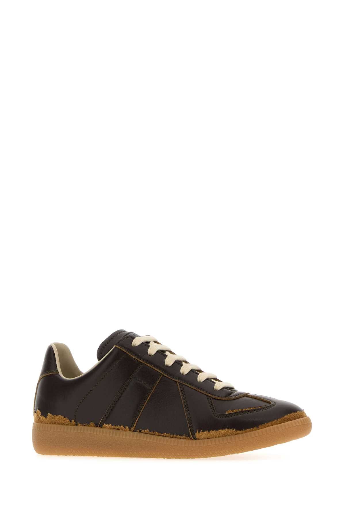 Maison Margiela Brown Leather Replica Sneakers Size US 8 / IT 38 - 2 Thumbnail