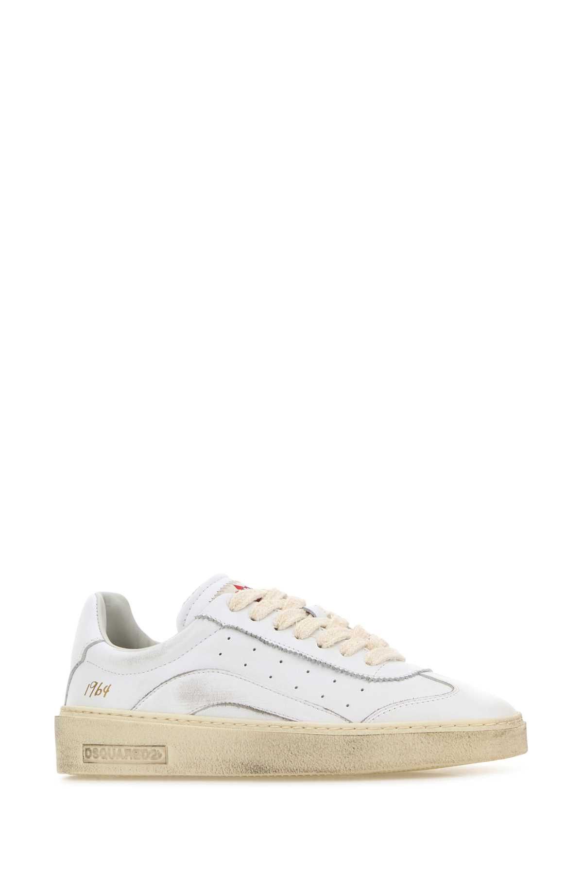 Dsquared2 White Leather Rider Sneakers Size US 11 / IT 41 - 2 Thumbnail