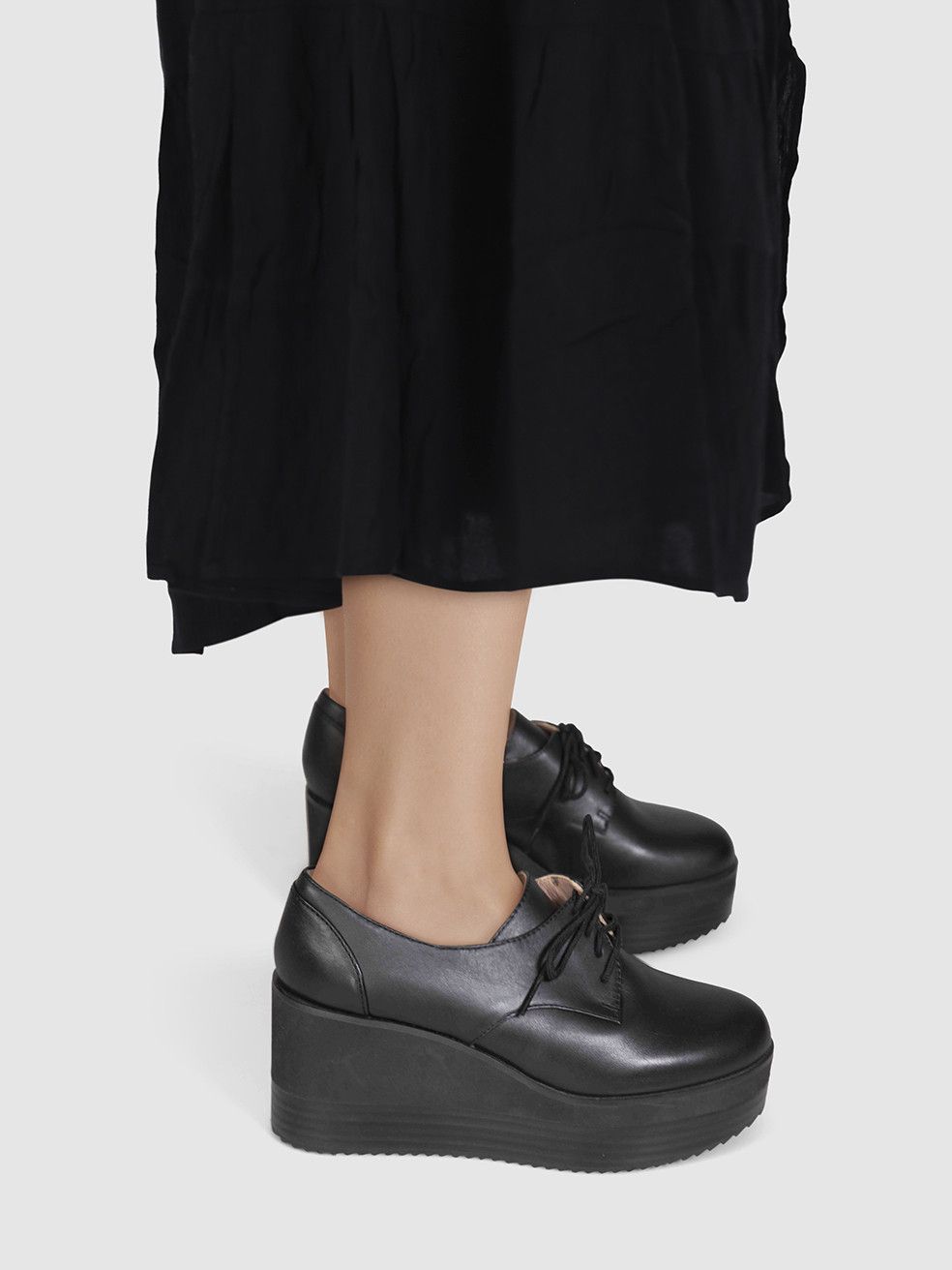 Jil Sander Black Leather Platform Oxford Shoes Size US 6 / IT 36 - 2 Thumbnail