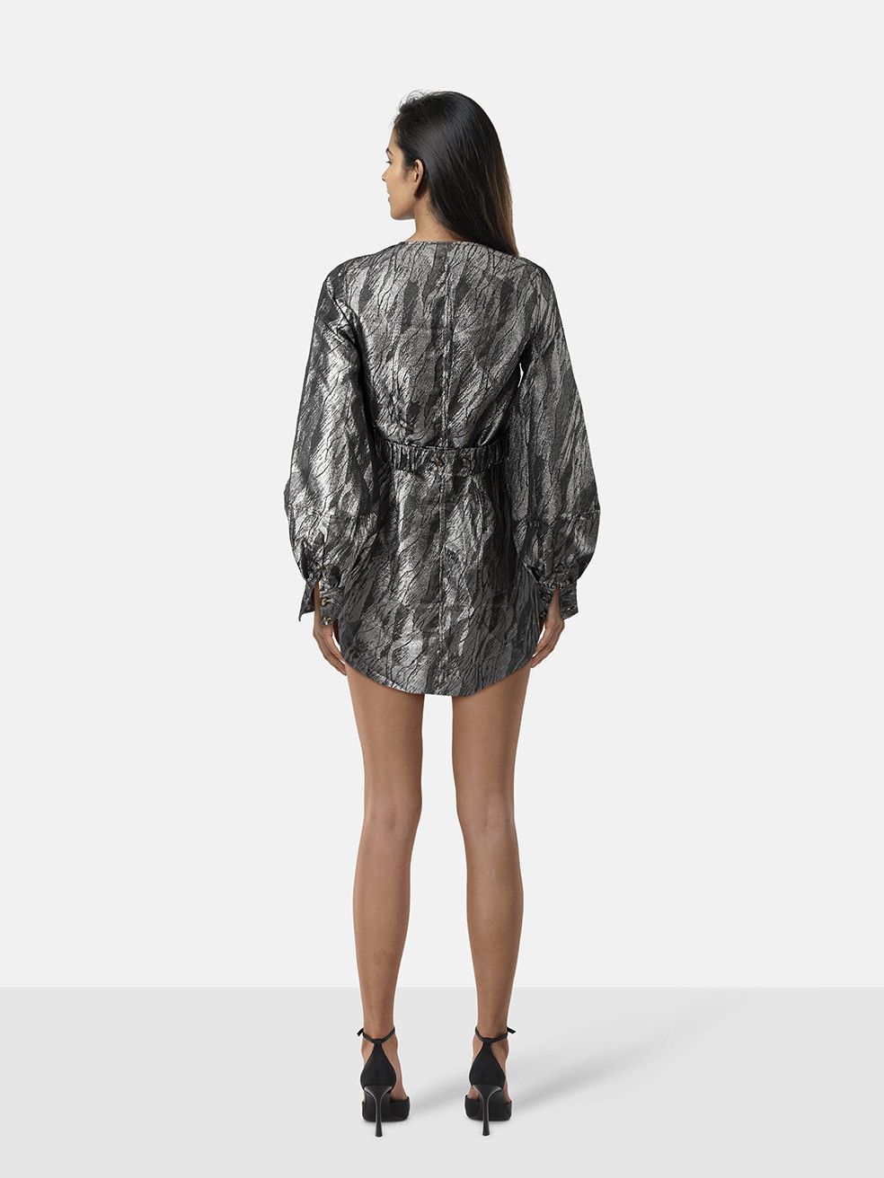 Ganni Silver Wrap Mini Dress Size XS / US 0-2 / IT 36-38 - 2 Thumbnail
