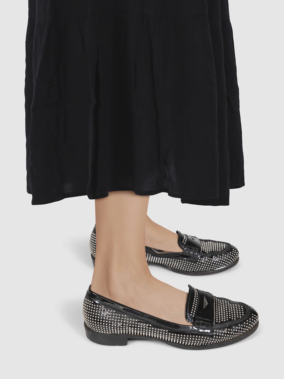 Miu Miu Black Patent Studded Loafers Size US 8 / IT 38 - 2 Thumbnail