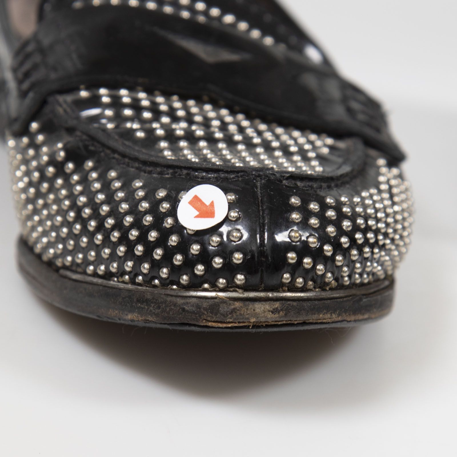 Miu Miu Black Patent Studded Loafers Size US 8 / IT 38 - 6 Thumbnail