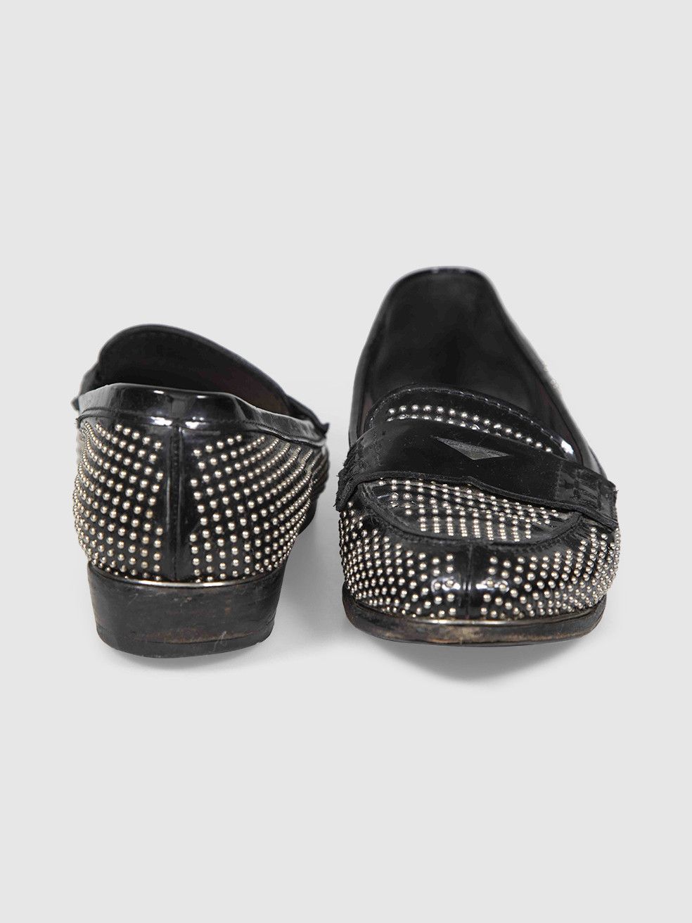 Miu Miu Black Patent Studded Loafers Size US 8 / IT 38 - 3 Thumbnail