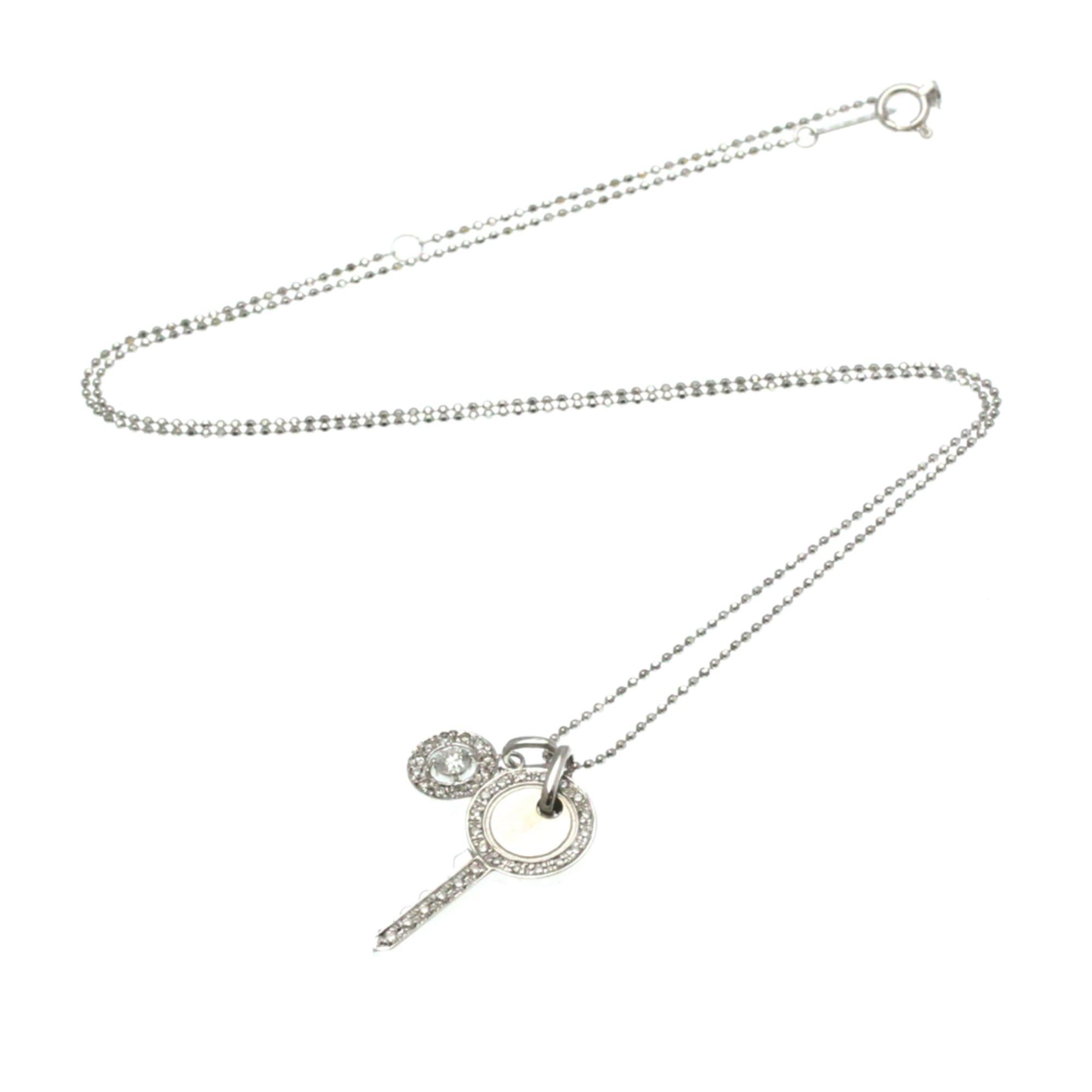 Other Vendome Aoyama Key Diamond Necklace White Gold (18K) Diamond Men,Women Fashion Pendant Necklace (Silver) Size ONE SIZE - 13 Thumbnail