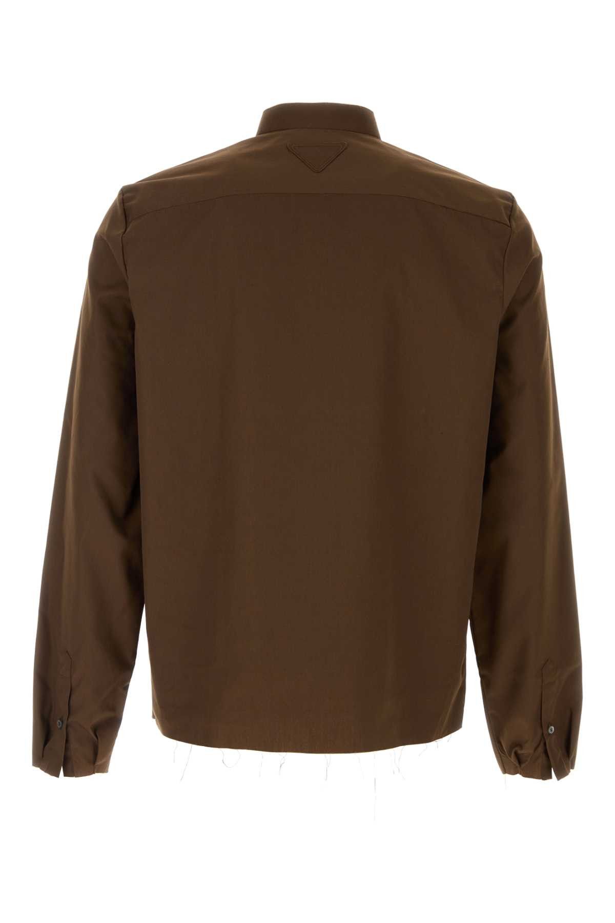 Prada Brown Poplin Shirt Size US XXS / EU 40 - 2 Thumbnail