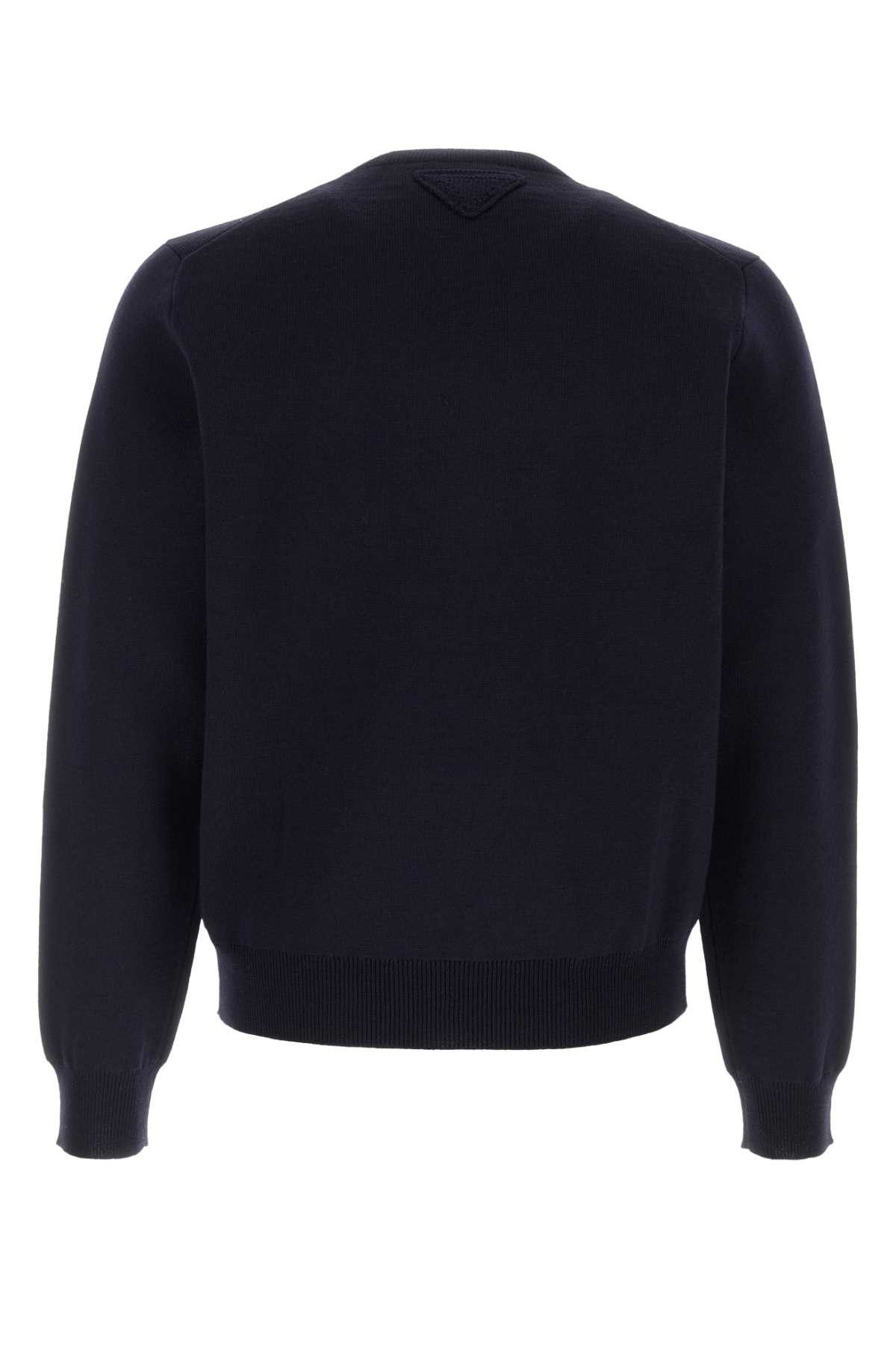 Prada Dark Blue Wool Blend Sweater Size US L / EU 52-54 / 3 - 2 Thumbnail