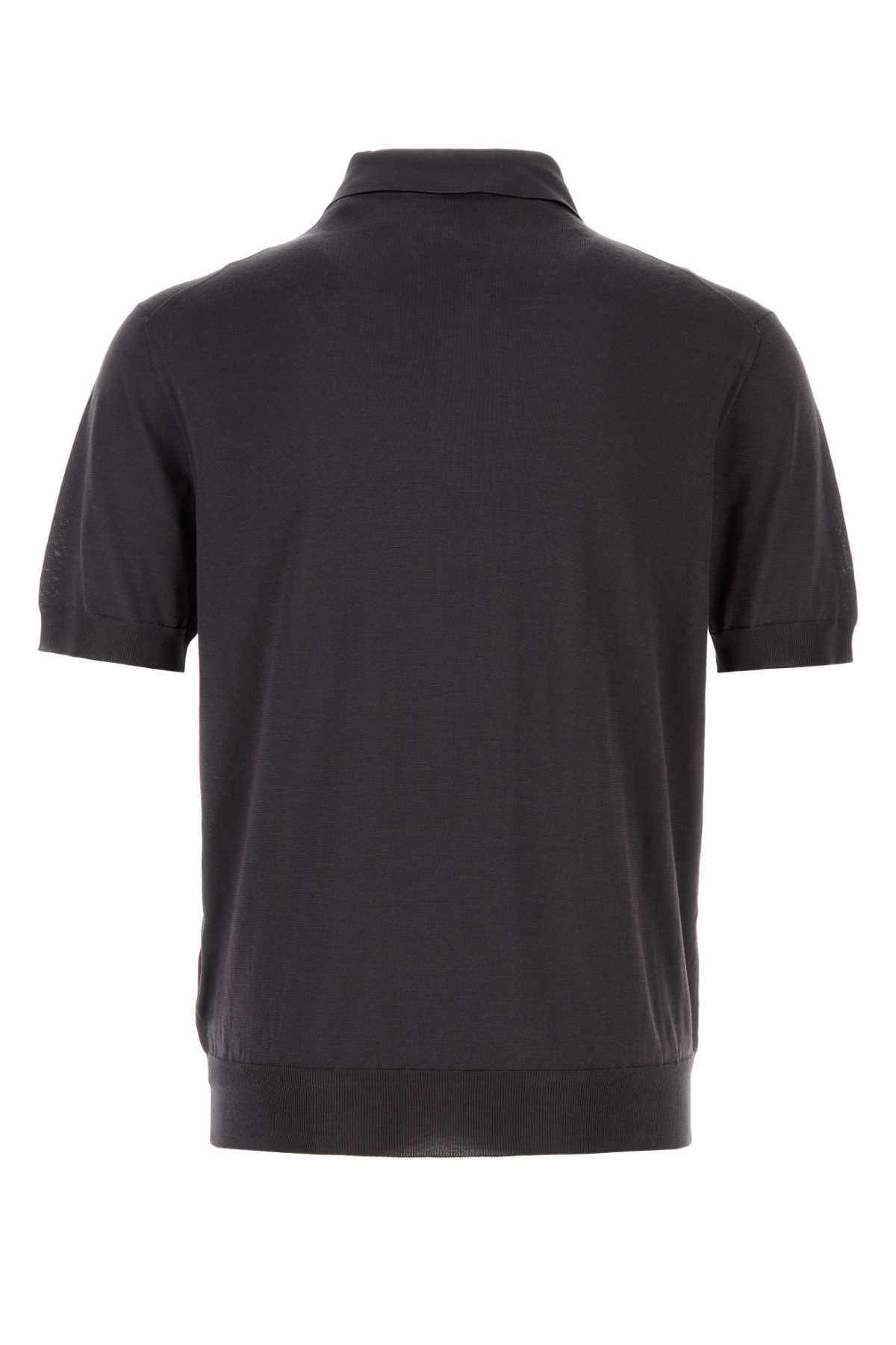 Prada Dark Brown Silk Polo Shirt Size US L / EU 52-54 / 3 - 2 Thumbnail