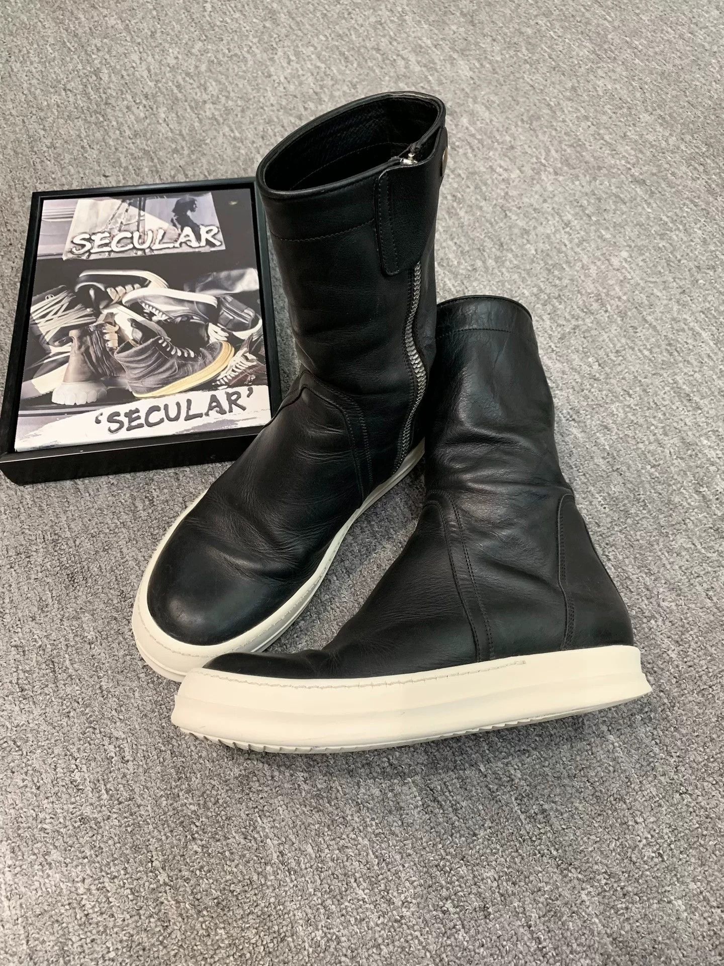 Rick Owens rick owens black leather mid-calf boots Size US 7 / EU 40 - 2 Thumbnail