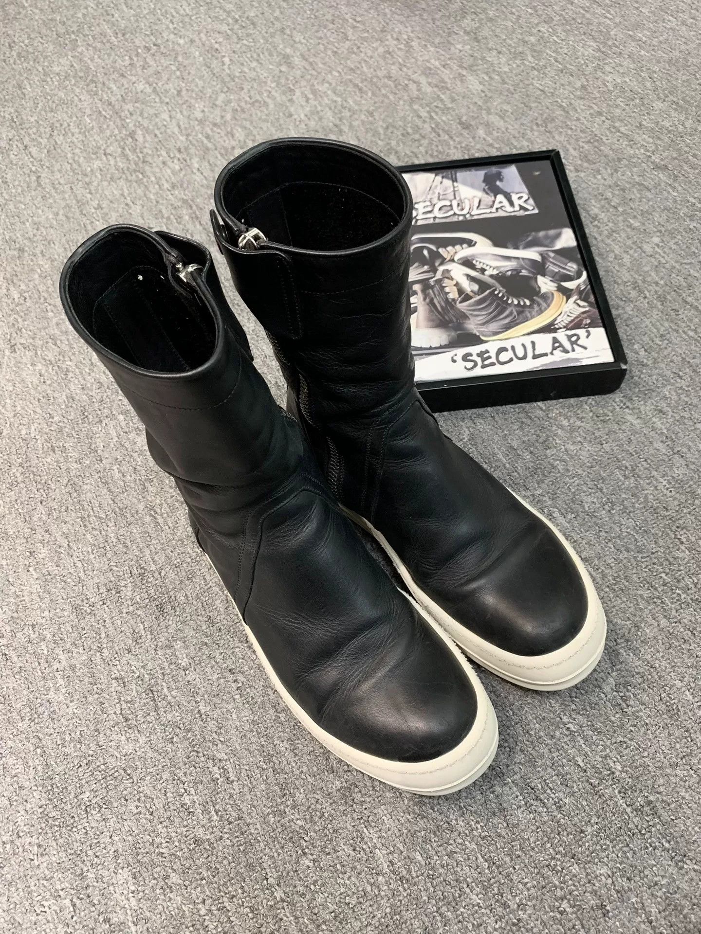 Rick Owens rick owens black leather mid-calf boots Size US 7 / EU 40 - 3 Thumbnail