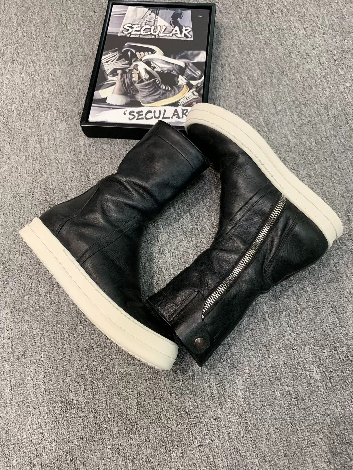 Rick Owens rick owens black leather mid-calf boots Size US 7 / EU 40 - 5 Thumbnail