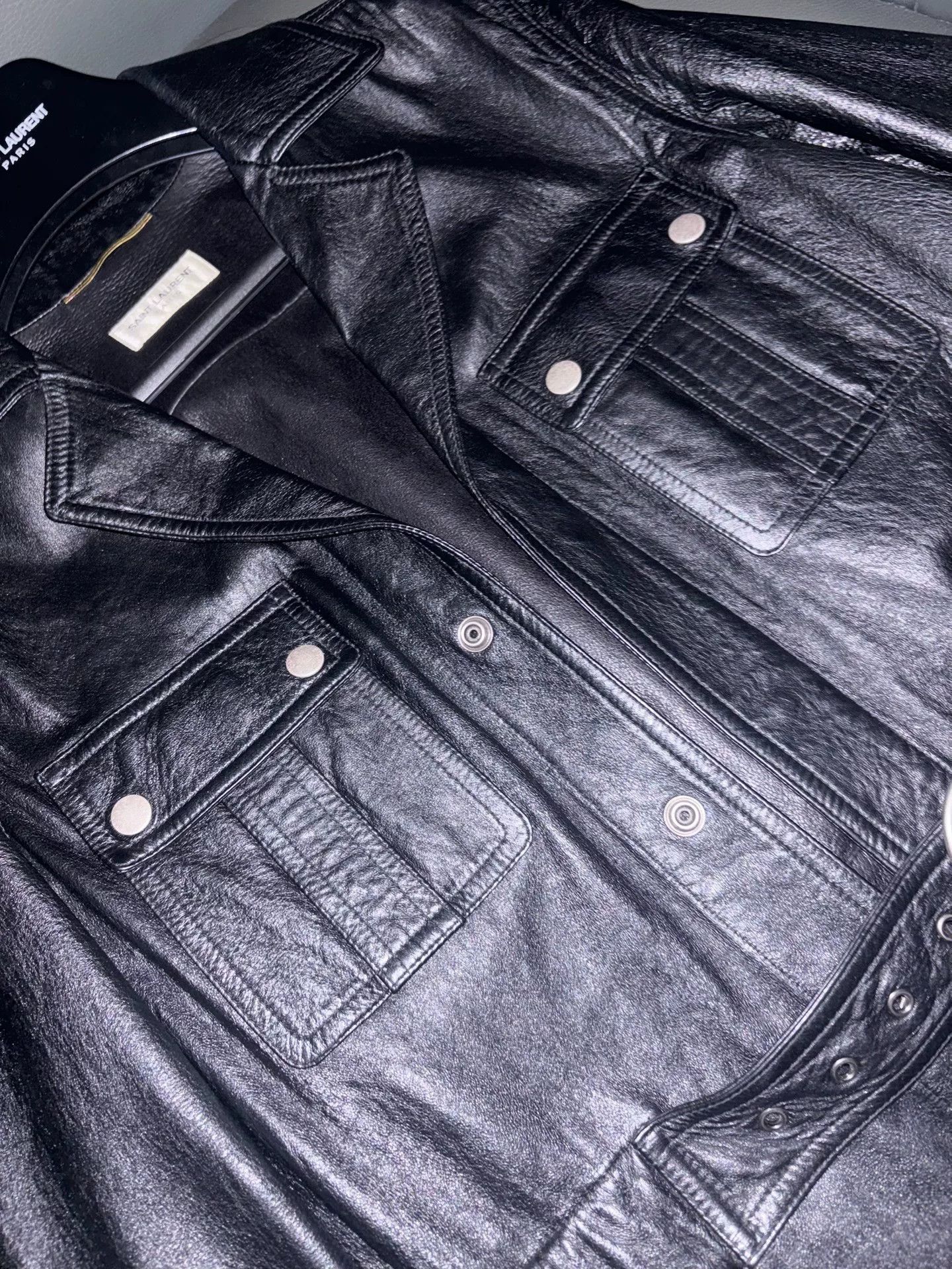 Saint Laurent Paris saint laurent black leather utility jacket Size US M / EU 48-50 / 2 - 5 Thumbnail