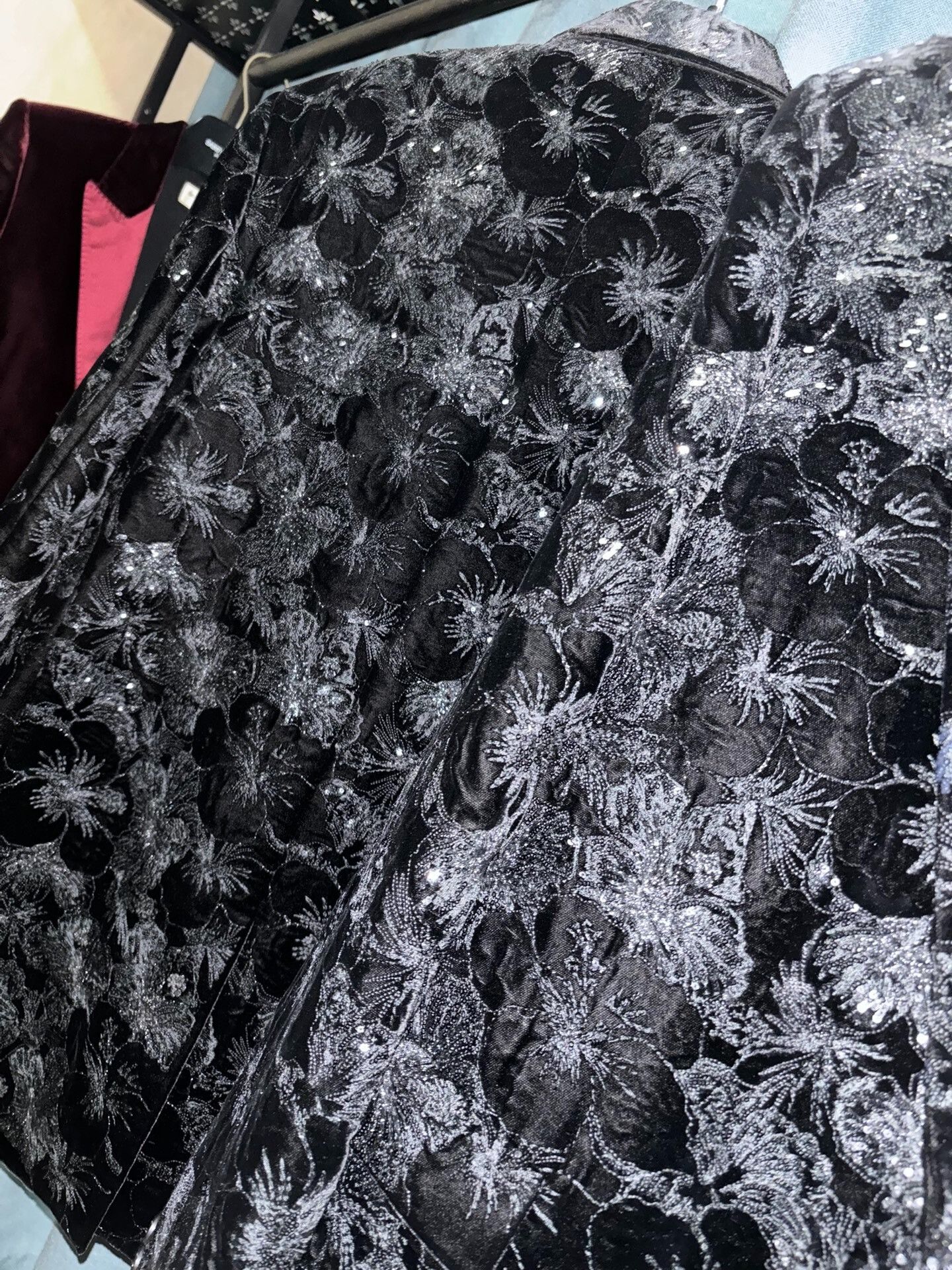 Saint Laurent Paris black velvet floral blazer by Saint Laurent Size US L / EU 52-54 / 3 - 2 Thumbnail