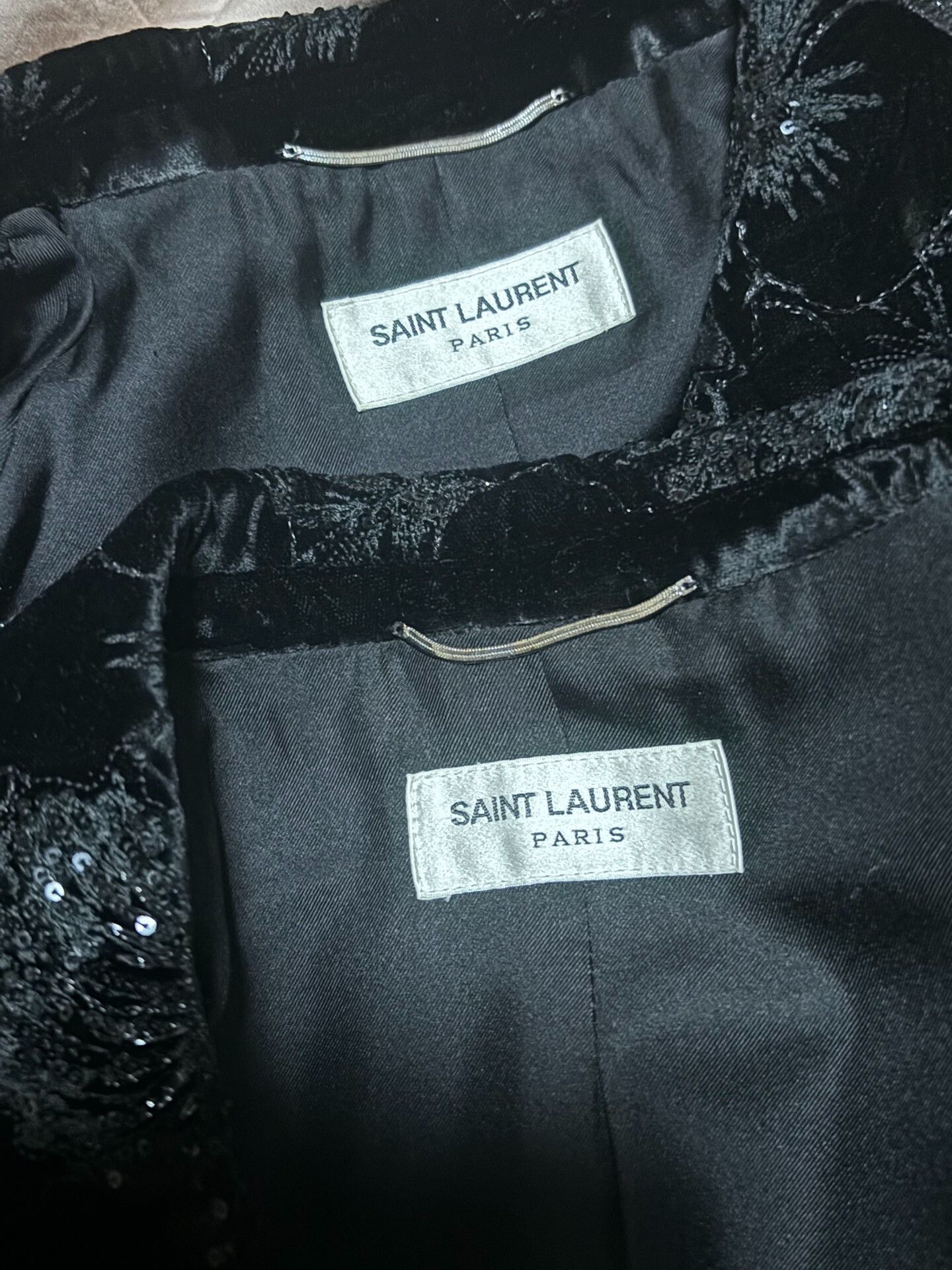 Saint Laurent Paris black velvet floral blazer by Saint Laurent Size US L / EU 52-54 / 3 - 5 Thumbnail