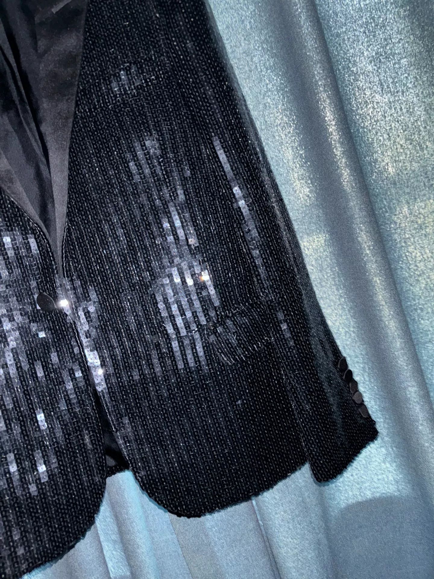 Saint Laurent Paris Saint Laurent Black Sequin Smoking Jacket Size M / US 6-8 / IT 42-44 - 4 Thumbnail